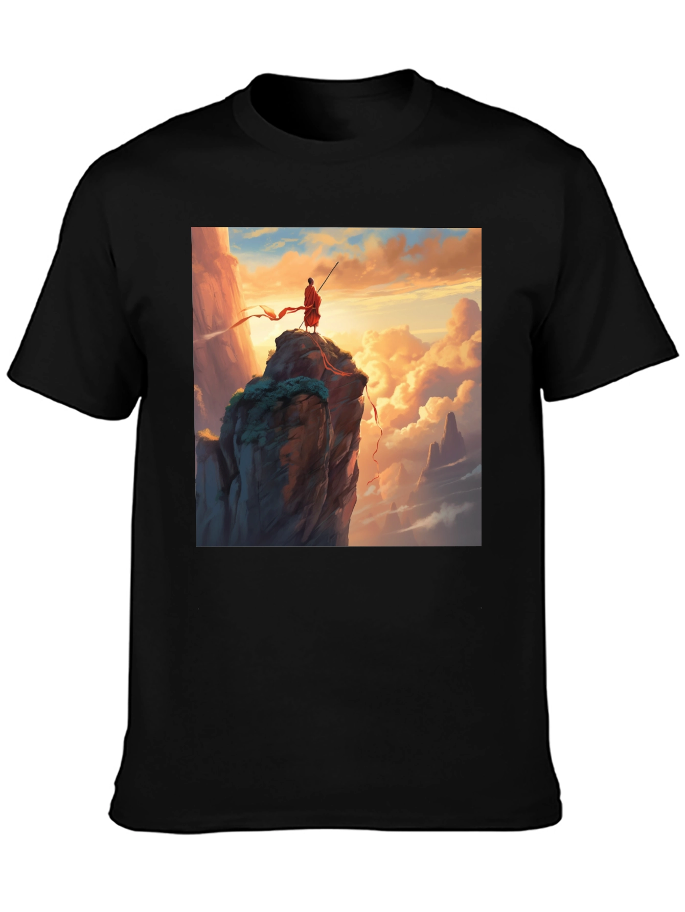 Monk on Mountain Graphic Tee - Adventure Awaits!