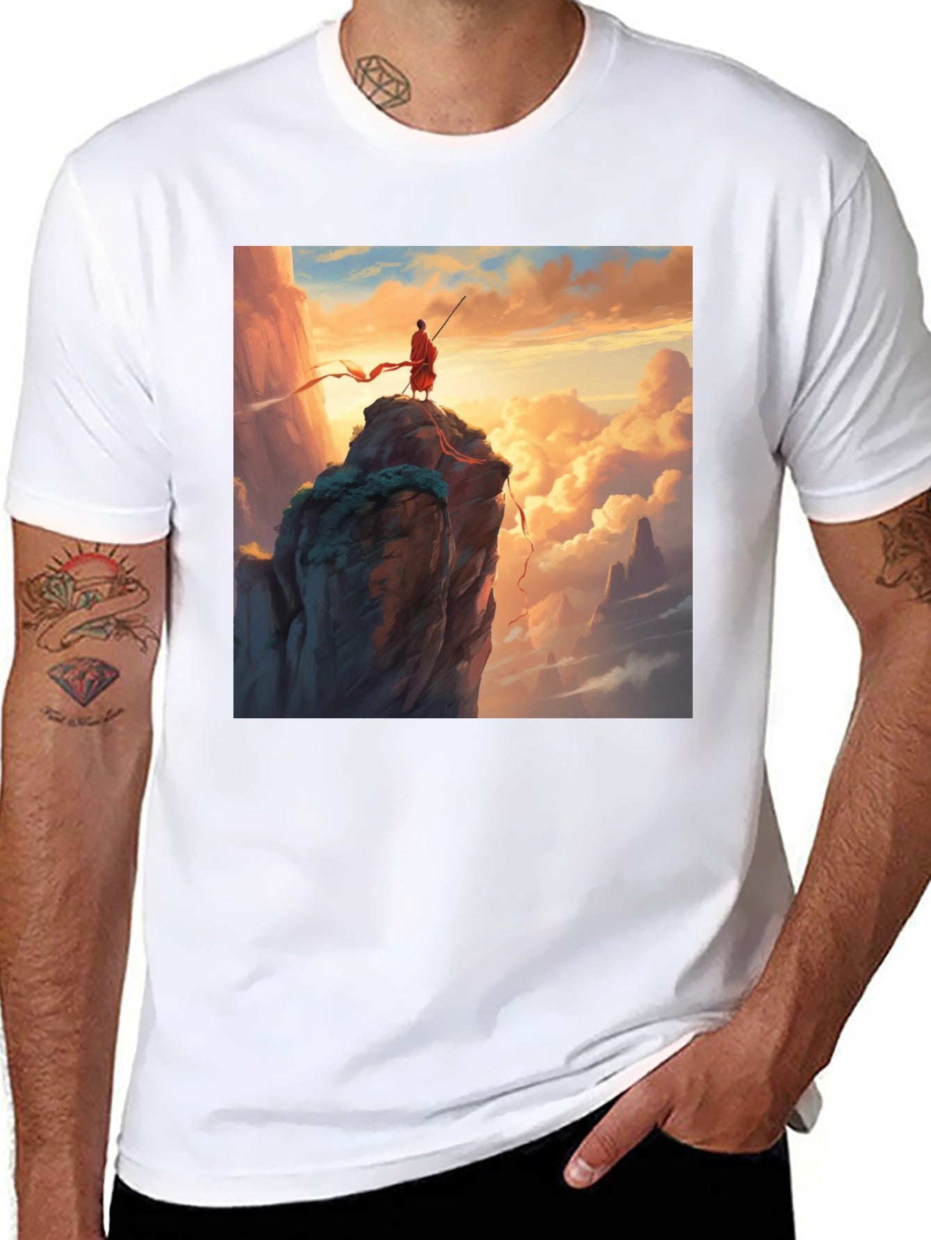 Monk on Mountain Graphic Tee - Adventure Awaits!