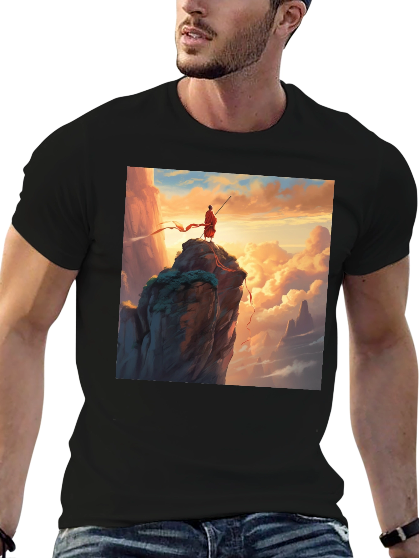 Monk on Mountain Graphic Tee - Adventure Awaits!