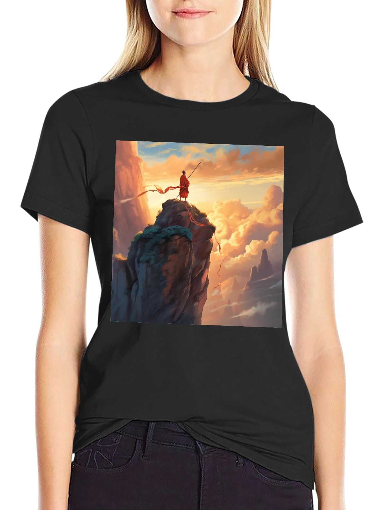 Monk on Mountain Graphic Tee - Adventure Awaits!