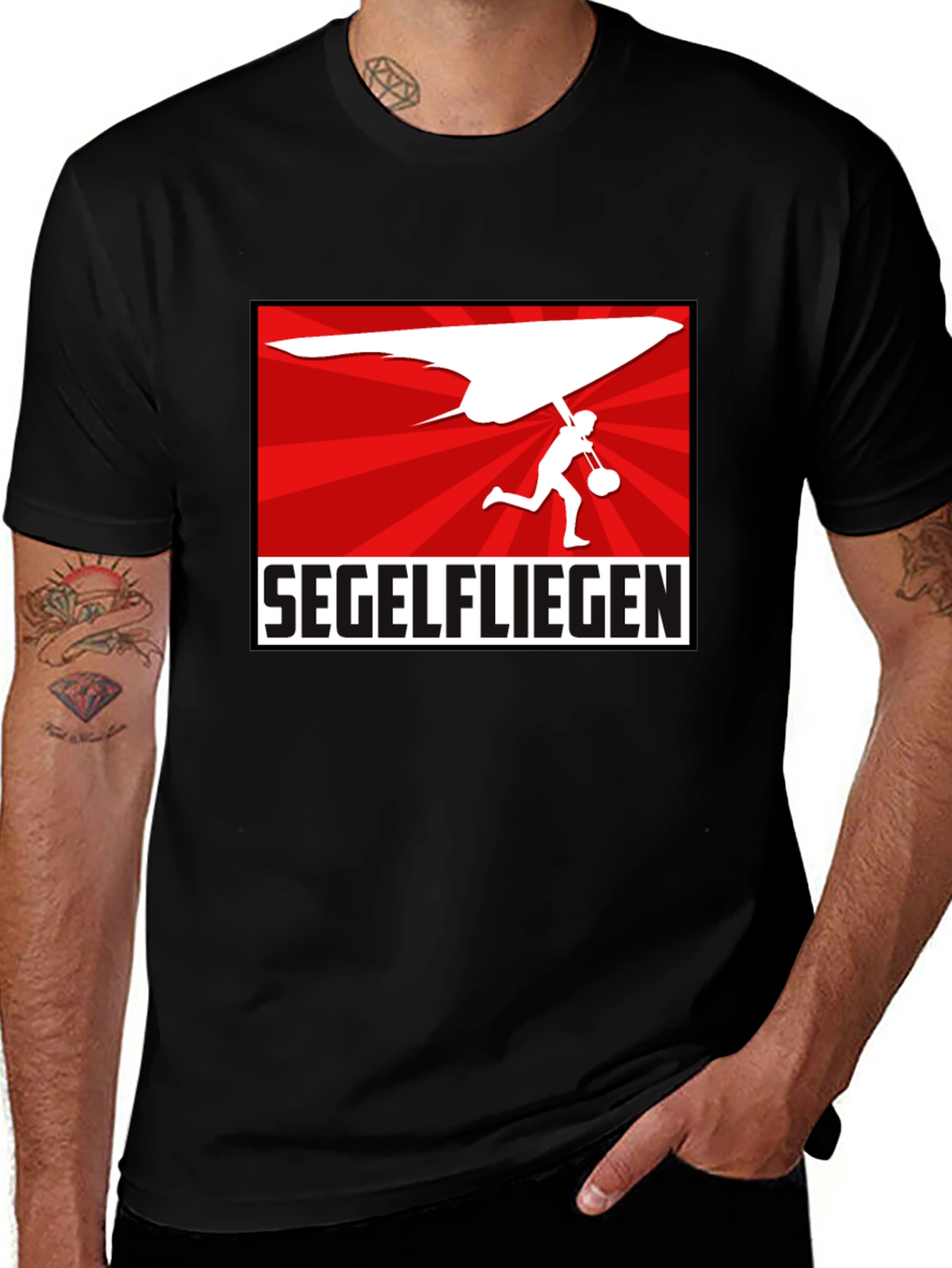Segelfliegen Hang Gliding Black T-Shirt