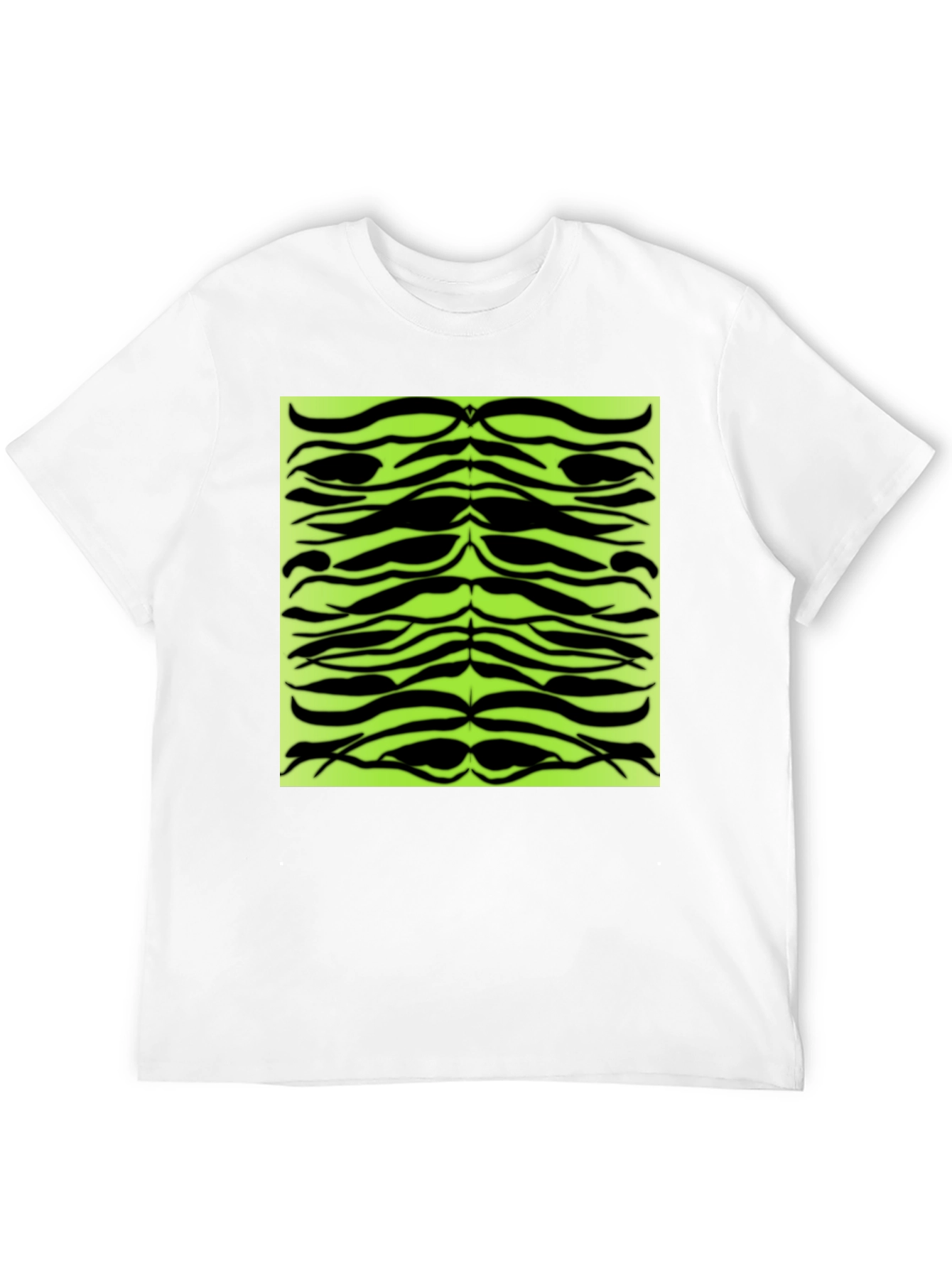 Trendy Black T-Shirt with Abstract Green Pattern