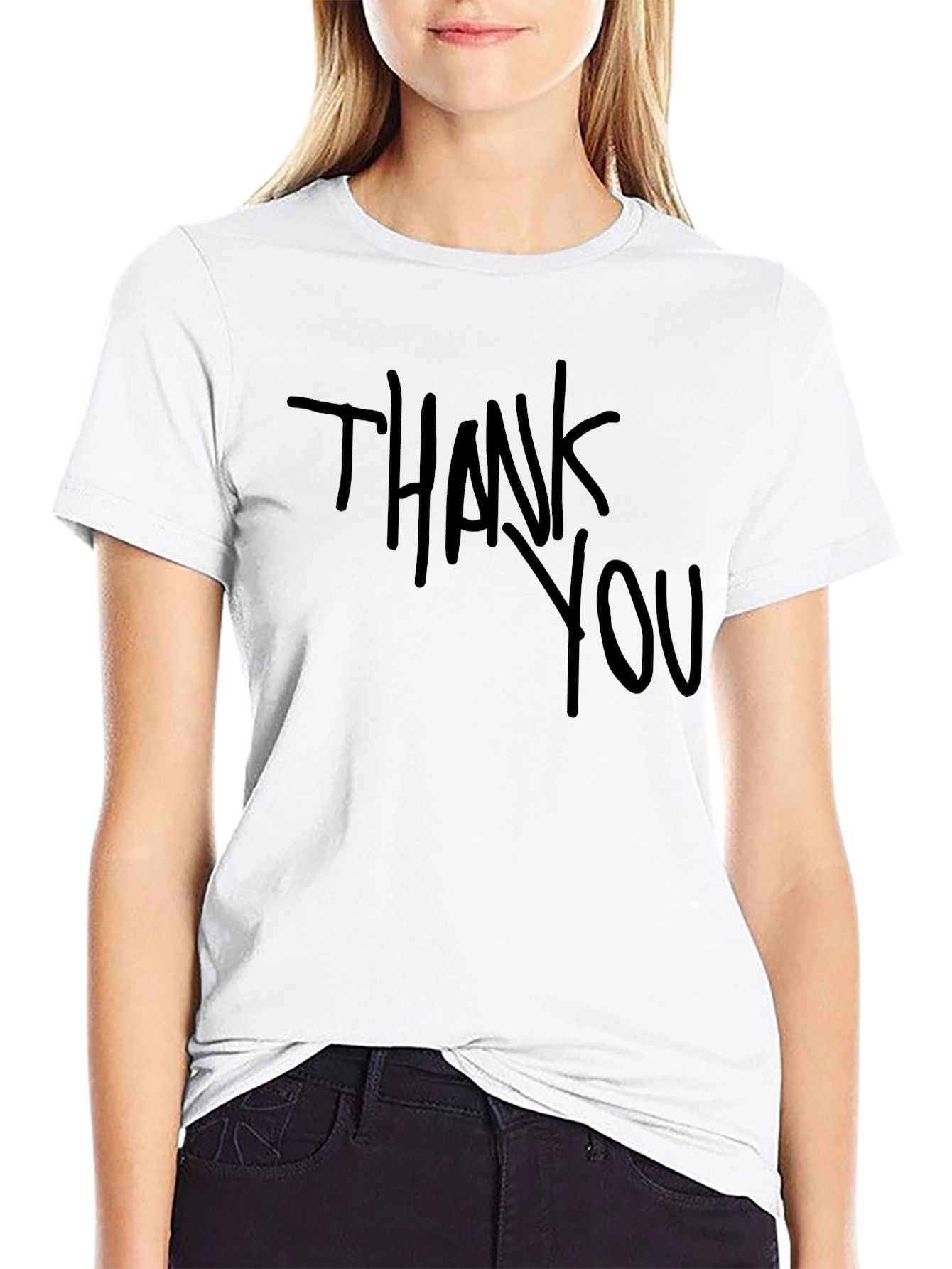 Thank You Graphic Print Mens Black T-Shirt