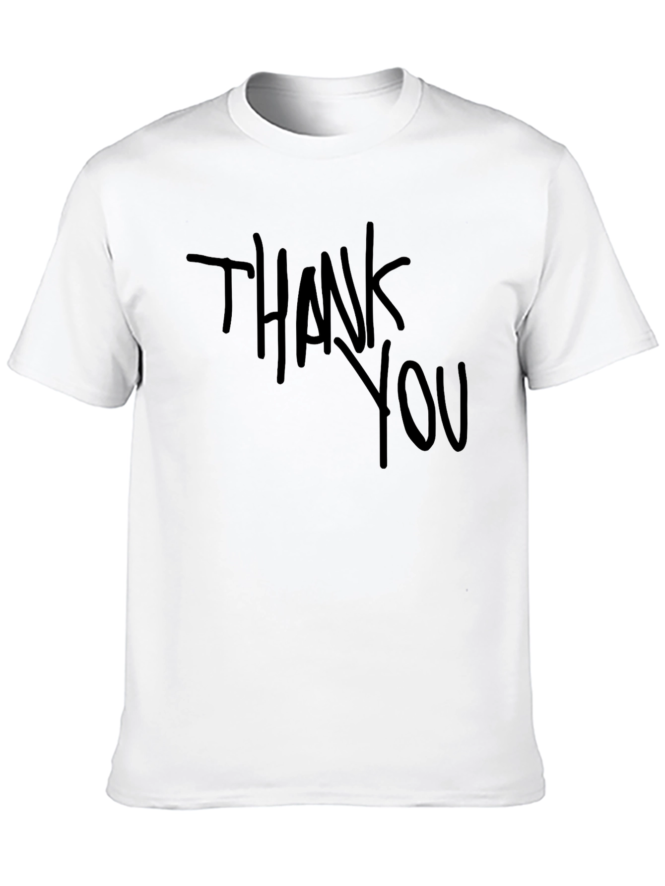 Thank You Graphic Print Mens Black T-Shirt