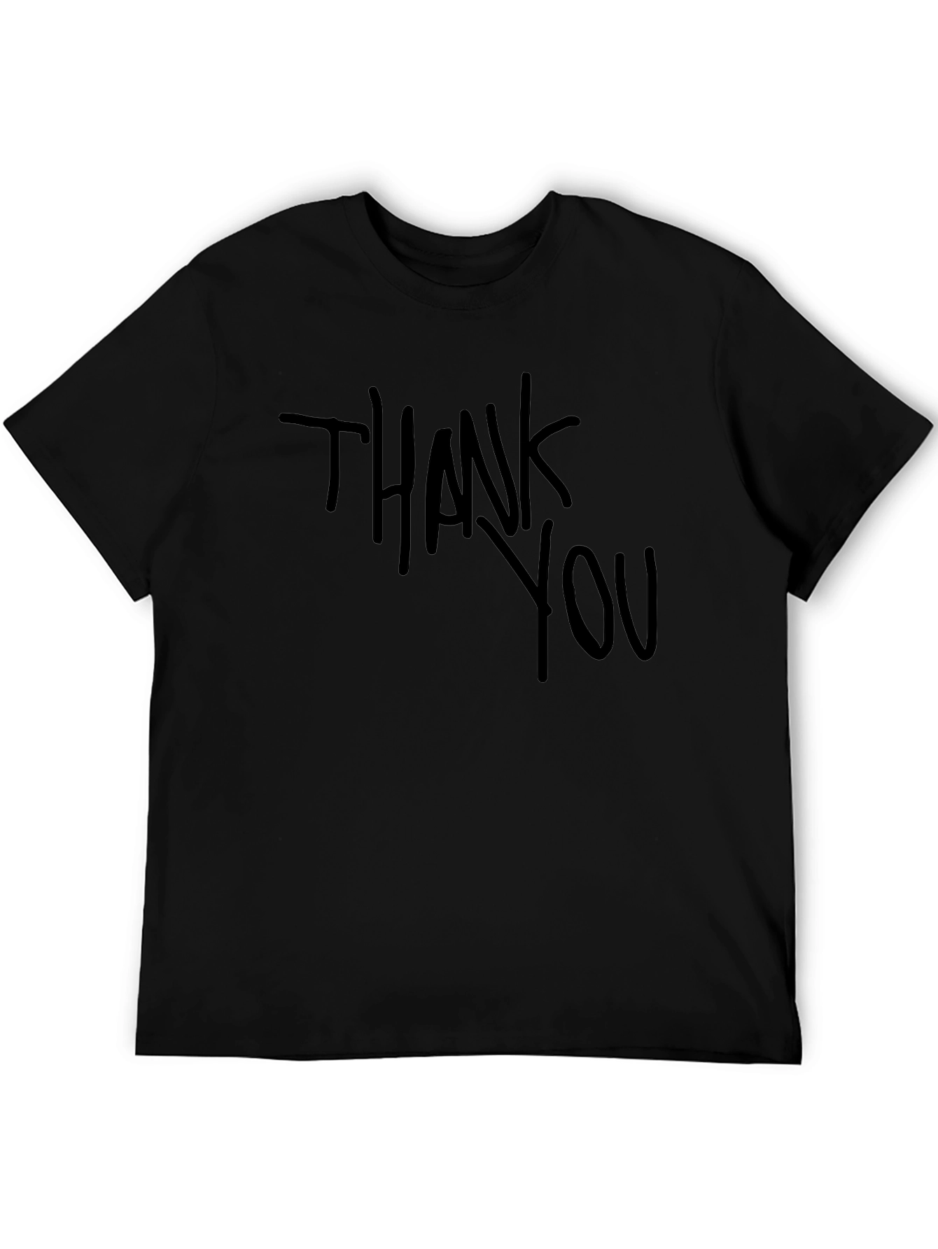 Thank You Graphic Print Mens Black T-Shirt