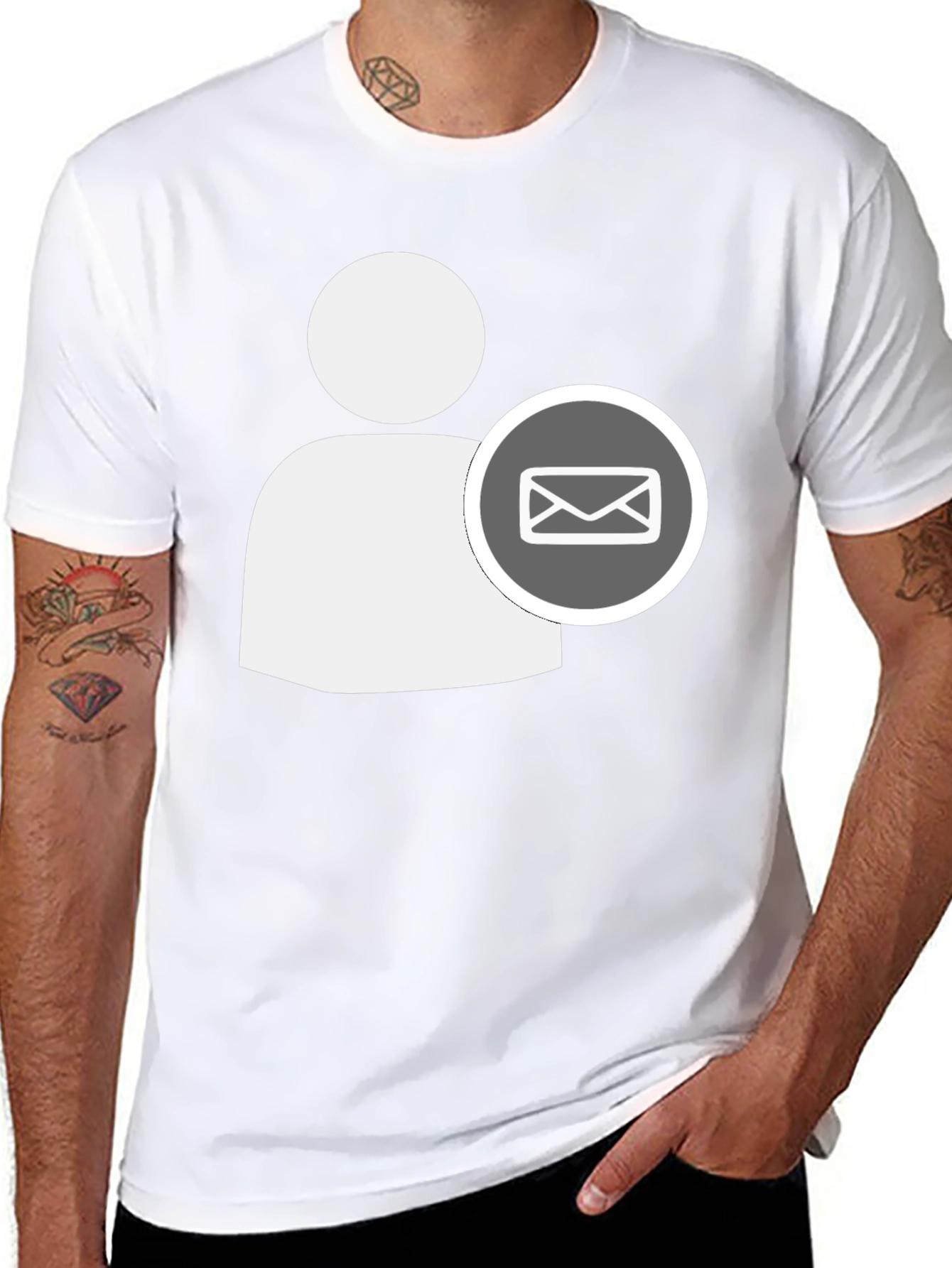 Black T-Shirt with White Contact Email Icon