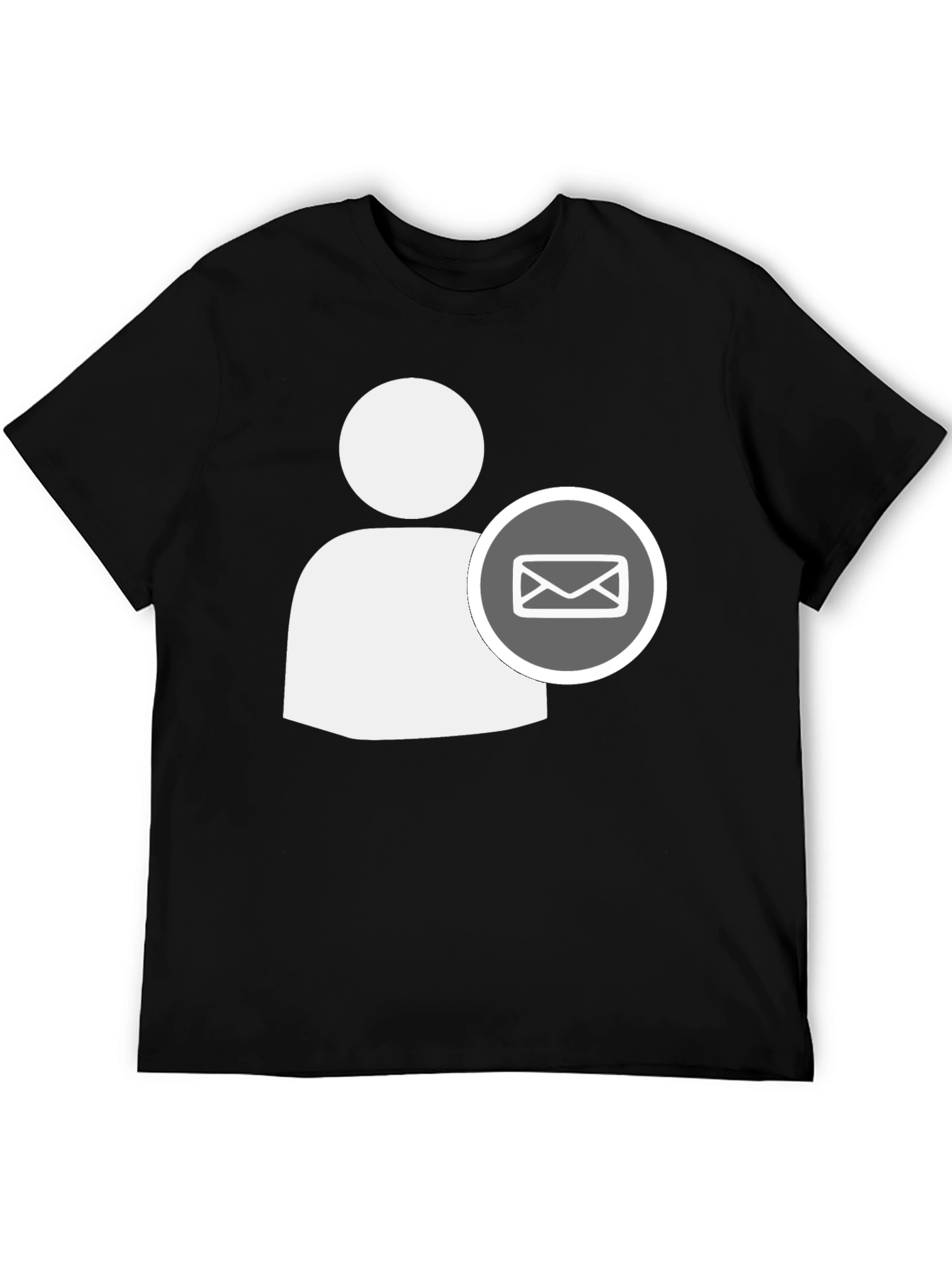 Black T-Shirt with White Contact Email Icon