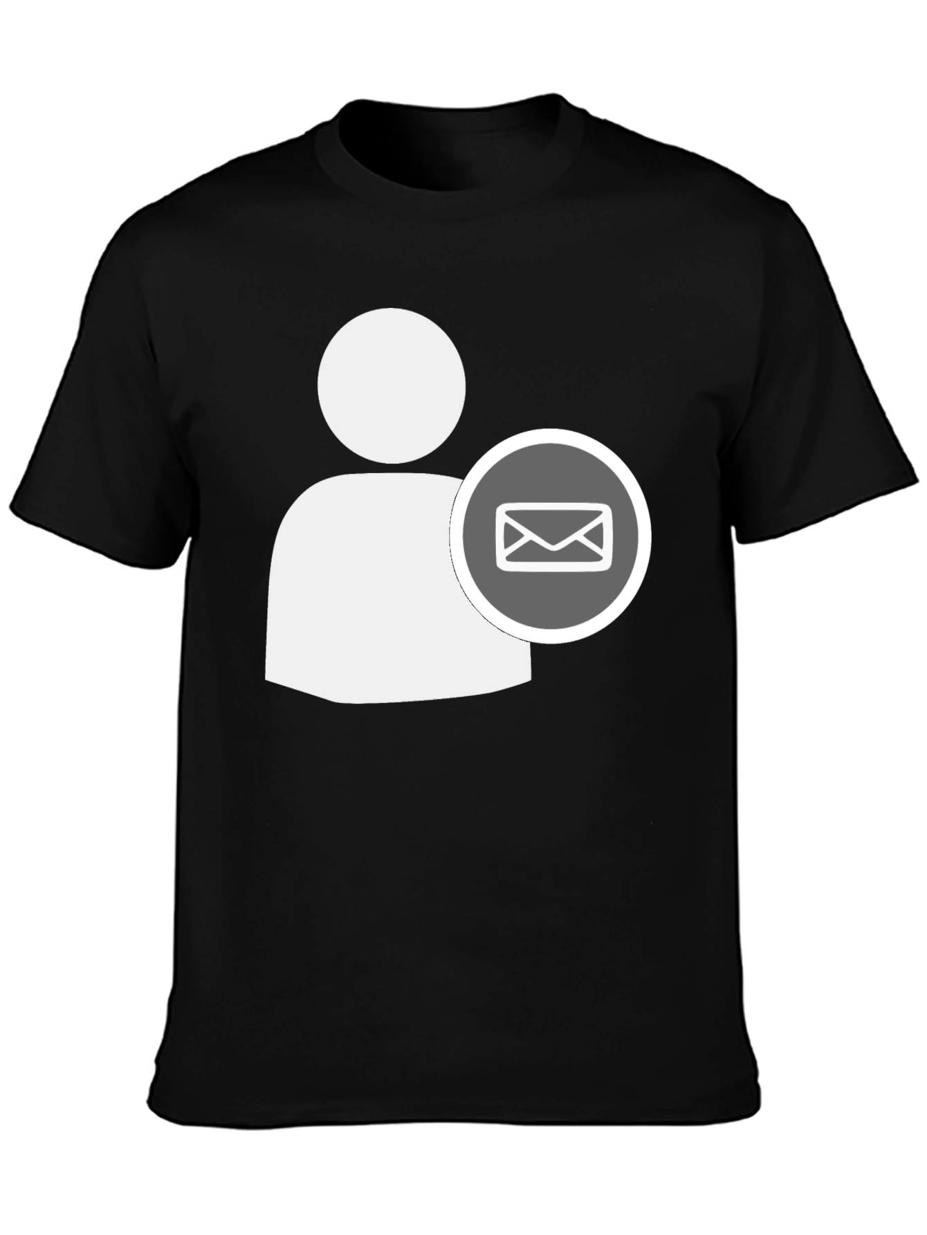 Black T-Shirt with White Contact Email Icon