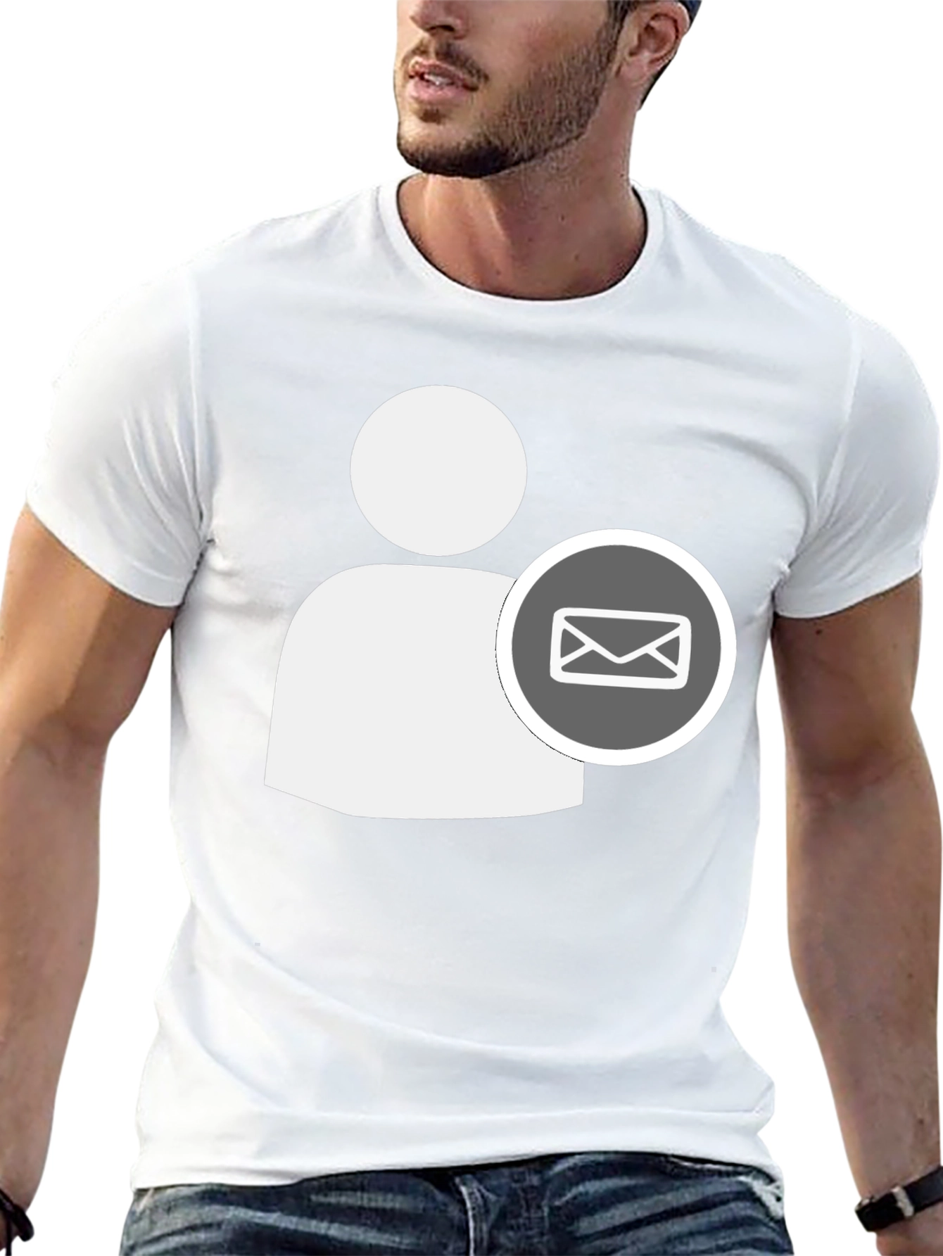 Black T-Shirt with White Contact Email Icon