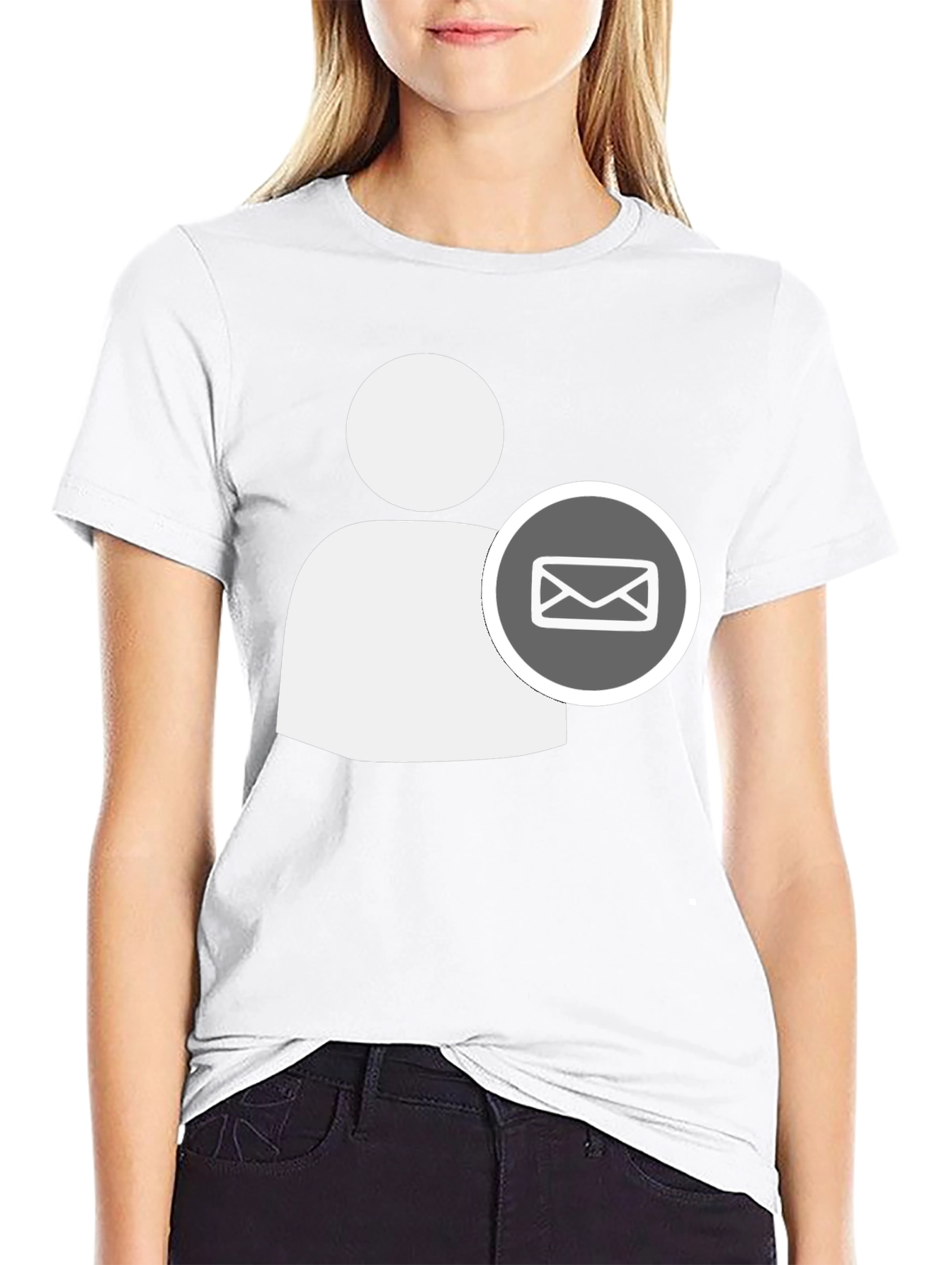 Black T-Shirt with White Contact Email Icon