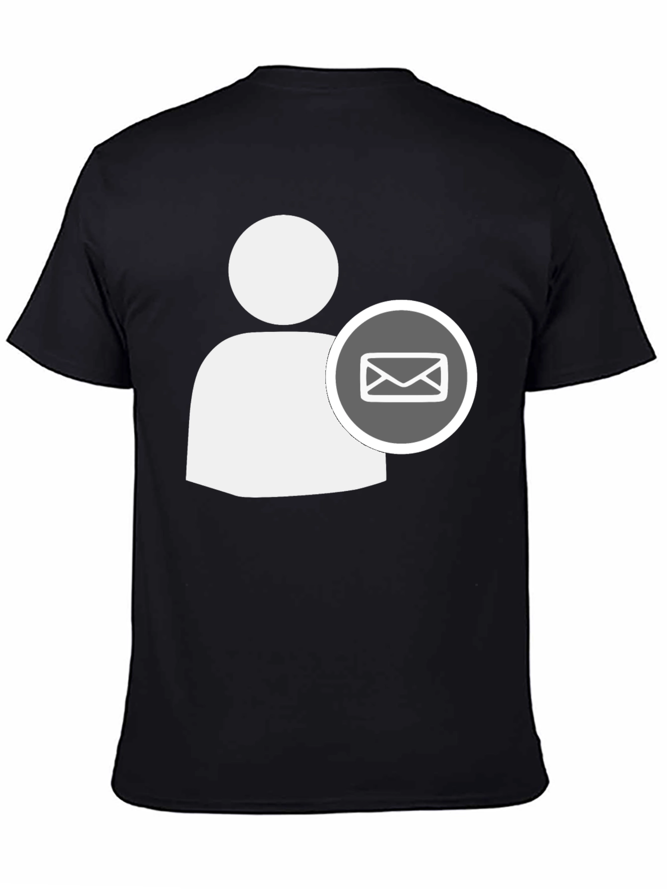 Black T-Shirt with White Contact Email Icon