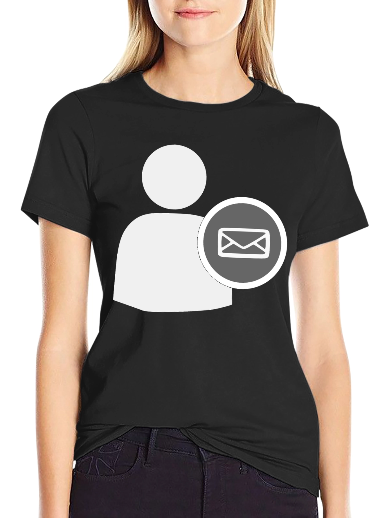 Black T-Shirt with White Contact Email Icon