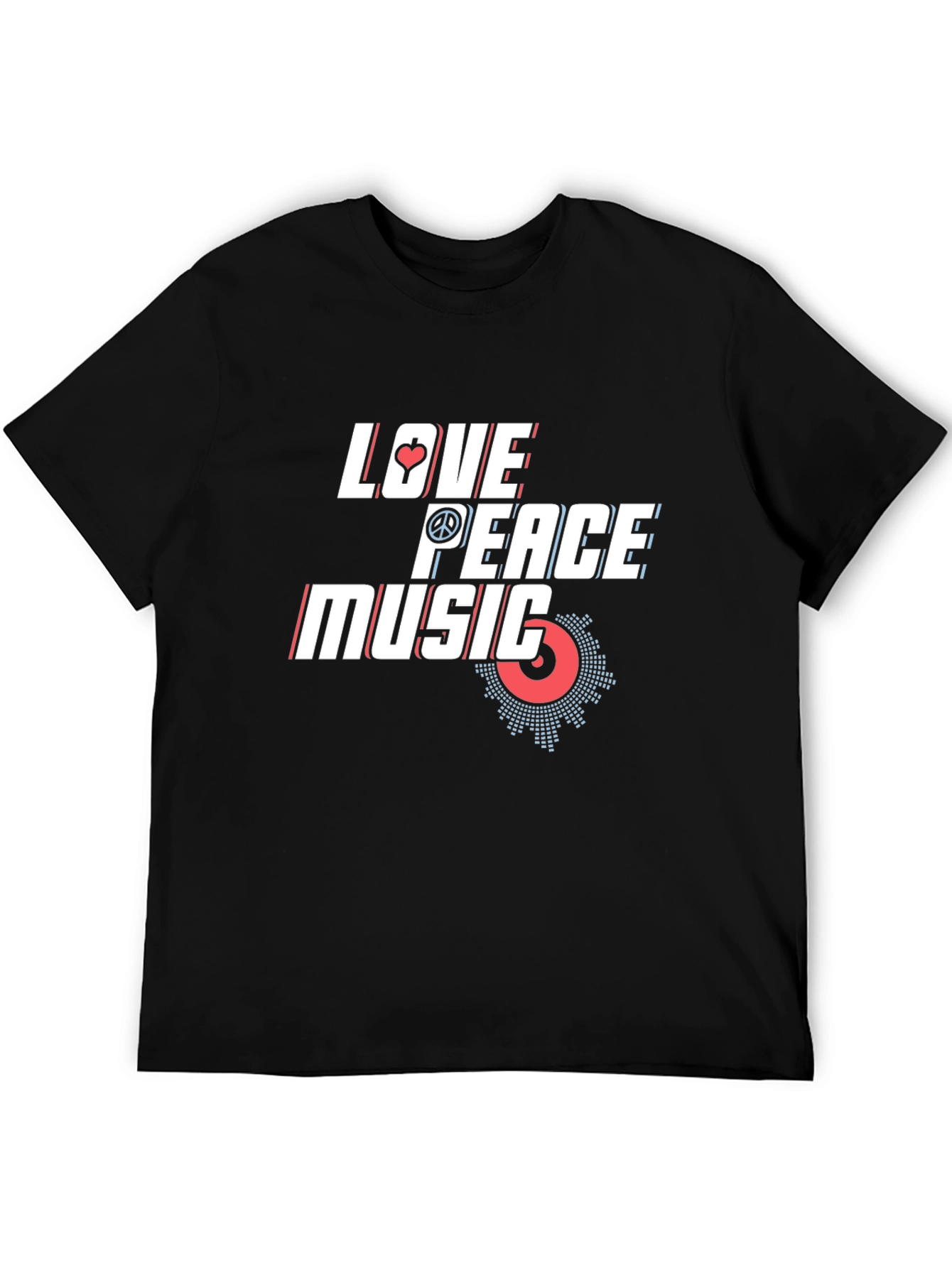 Love Peace Music Graphic Tee - Stylish Black T-Shirt