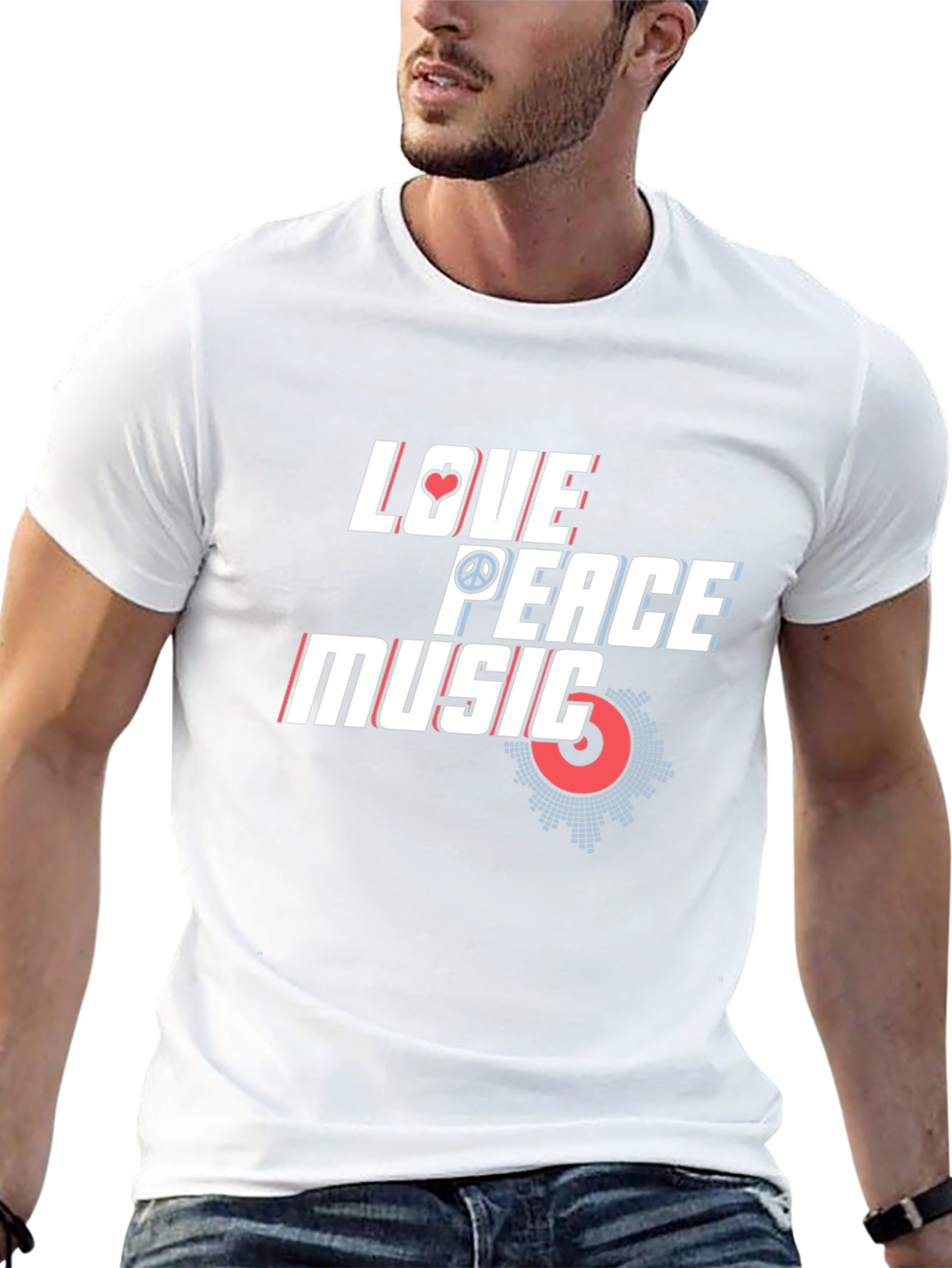 Love Peace Music Graphic Tee - Stylish Black T-Shirt