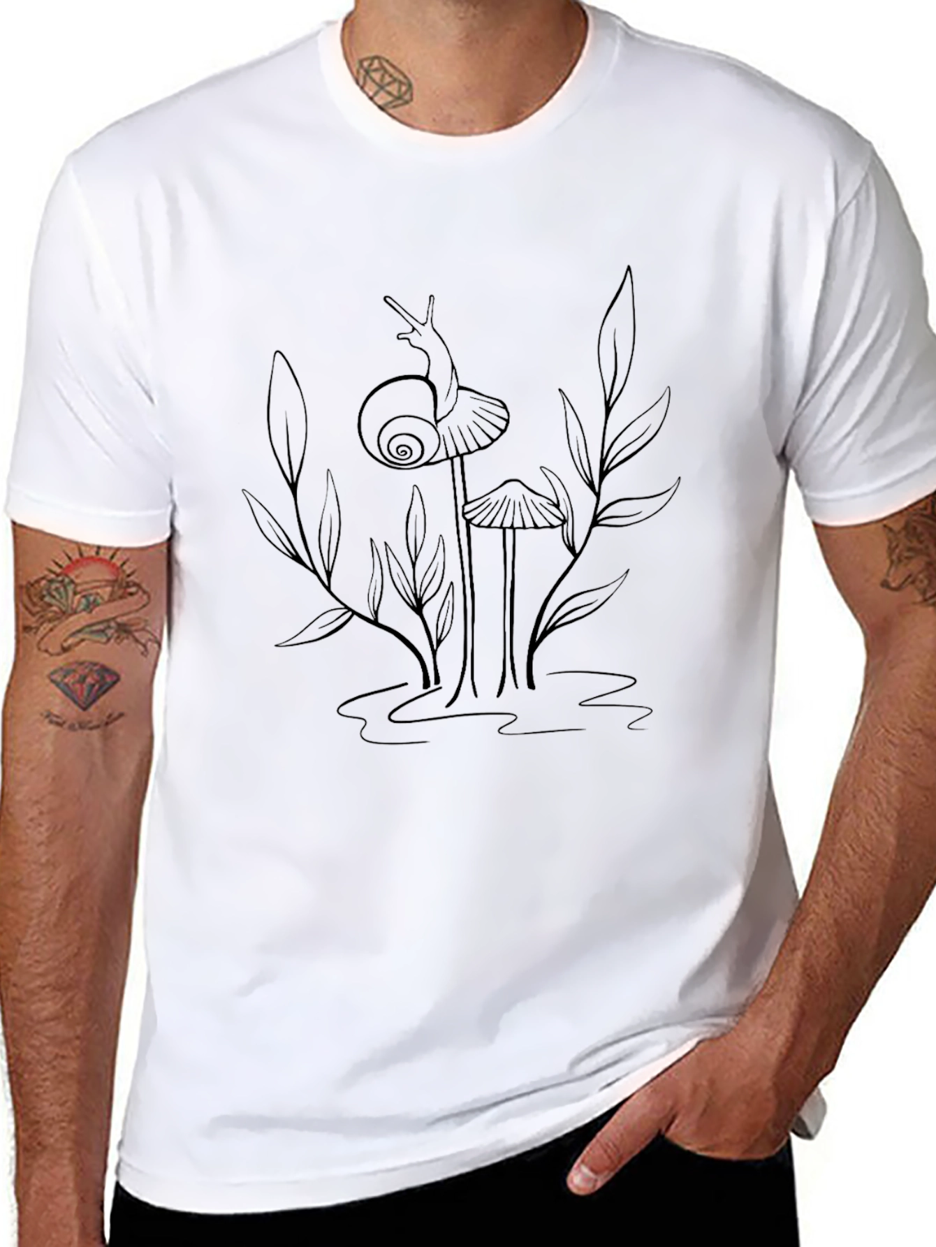 Snail & Mushroom Graphic Tee - Nature Lovers Shirt