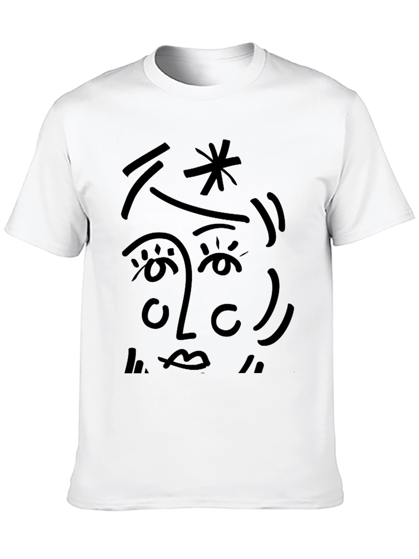 Abstract Face Graphic Tee - Stylish Black T-Shirt