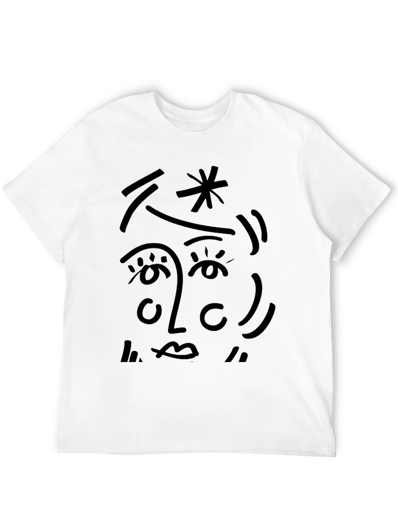 Abstract Face Graphic Tee - Stylish Black T-Shirt