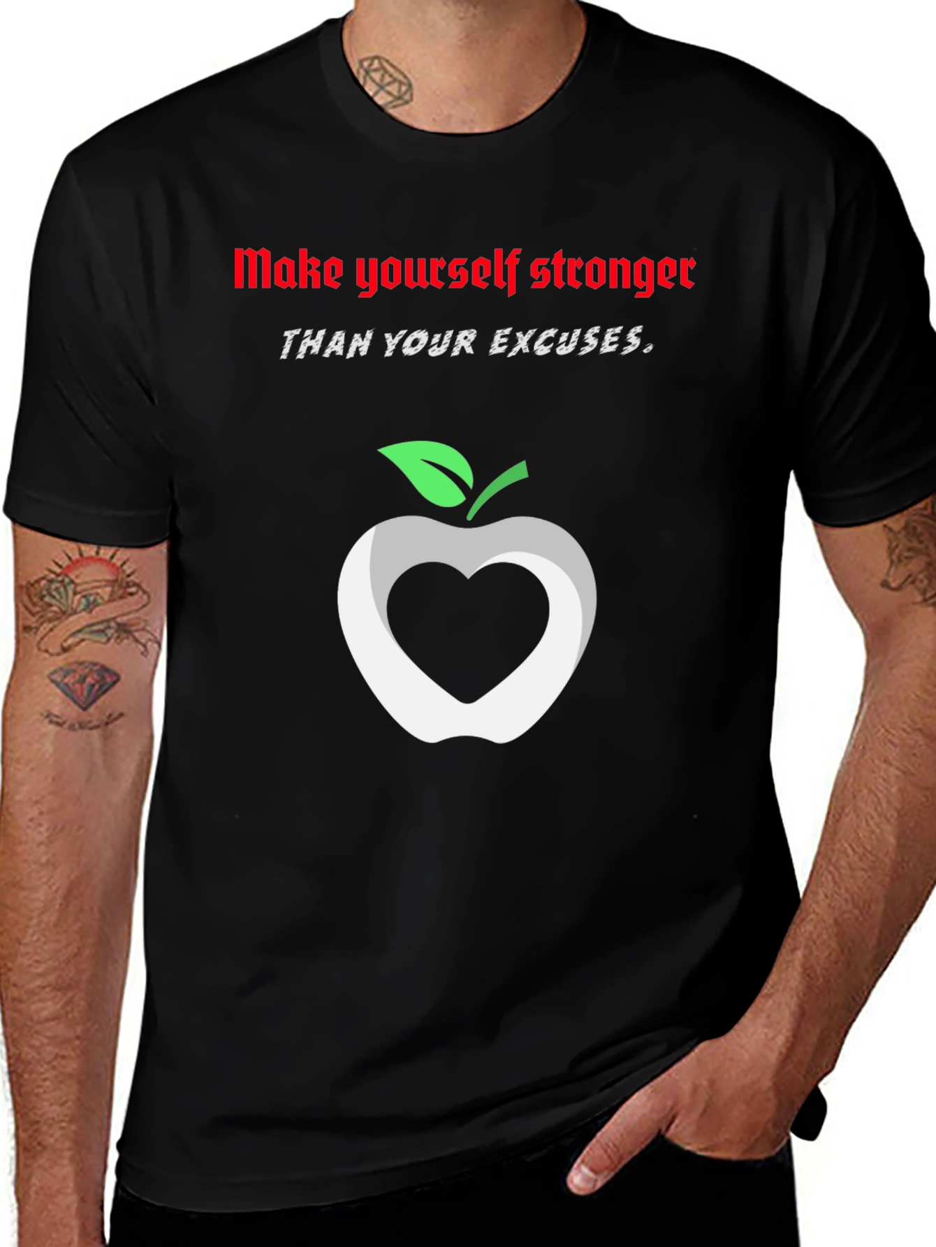 Stronger Than Excuses Black Graphic T-Shirt