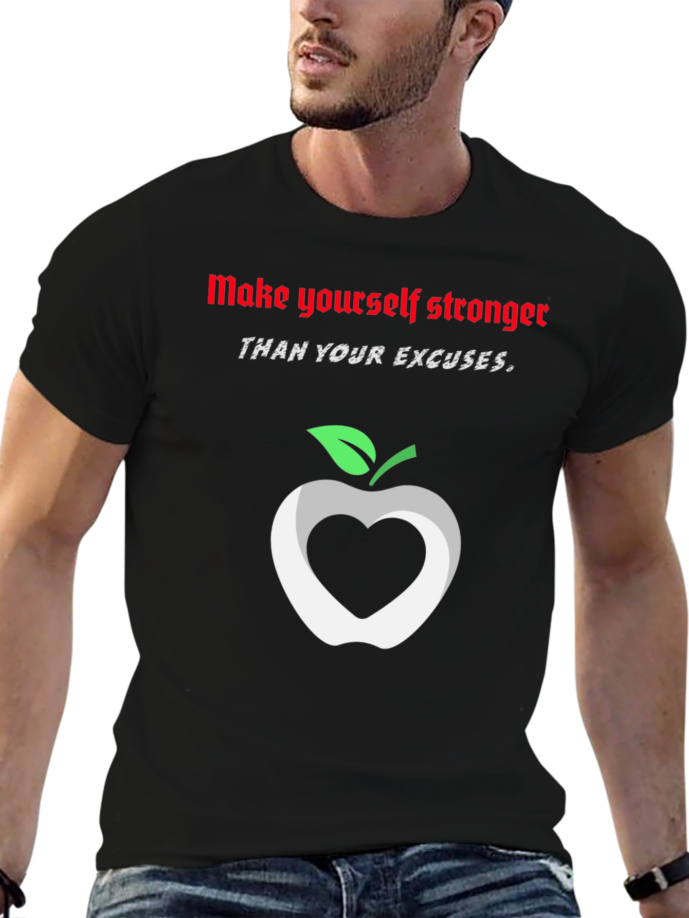 Stronger Than Excuses Black Graphic T-Shirt
