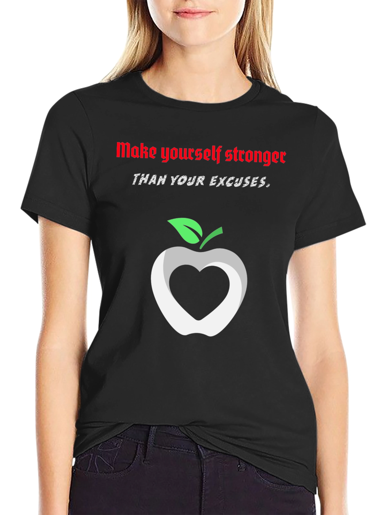 Stronger Than Excuses Black Graphic T-Shirt
