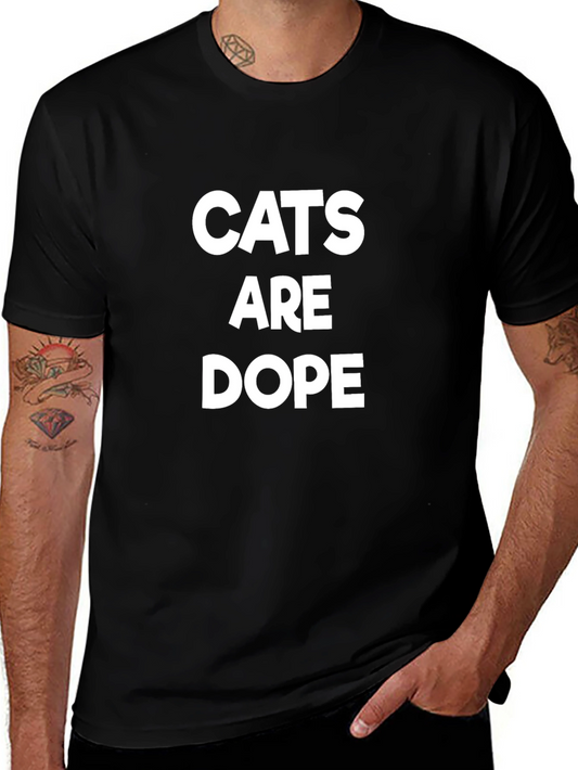 Cats Are Dope Graphic Print Crew Neck T-Shirt