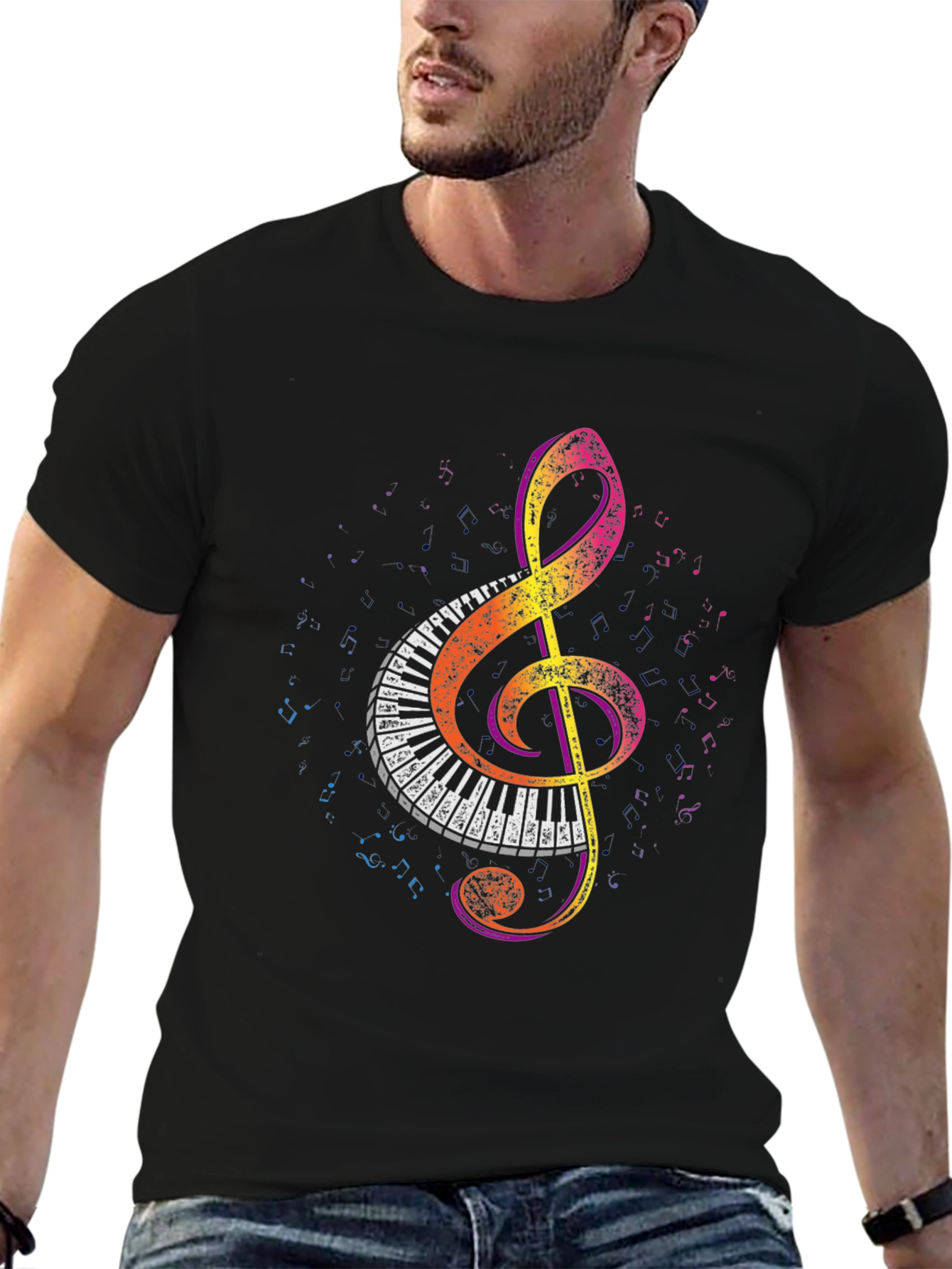Musical Treble Clef Piano Keys Graphic Tee