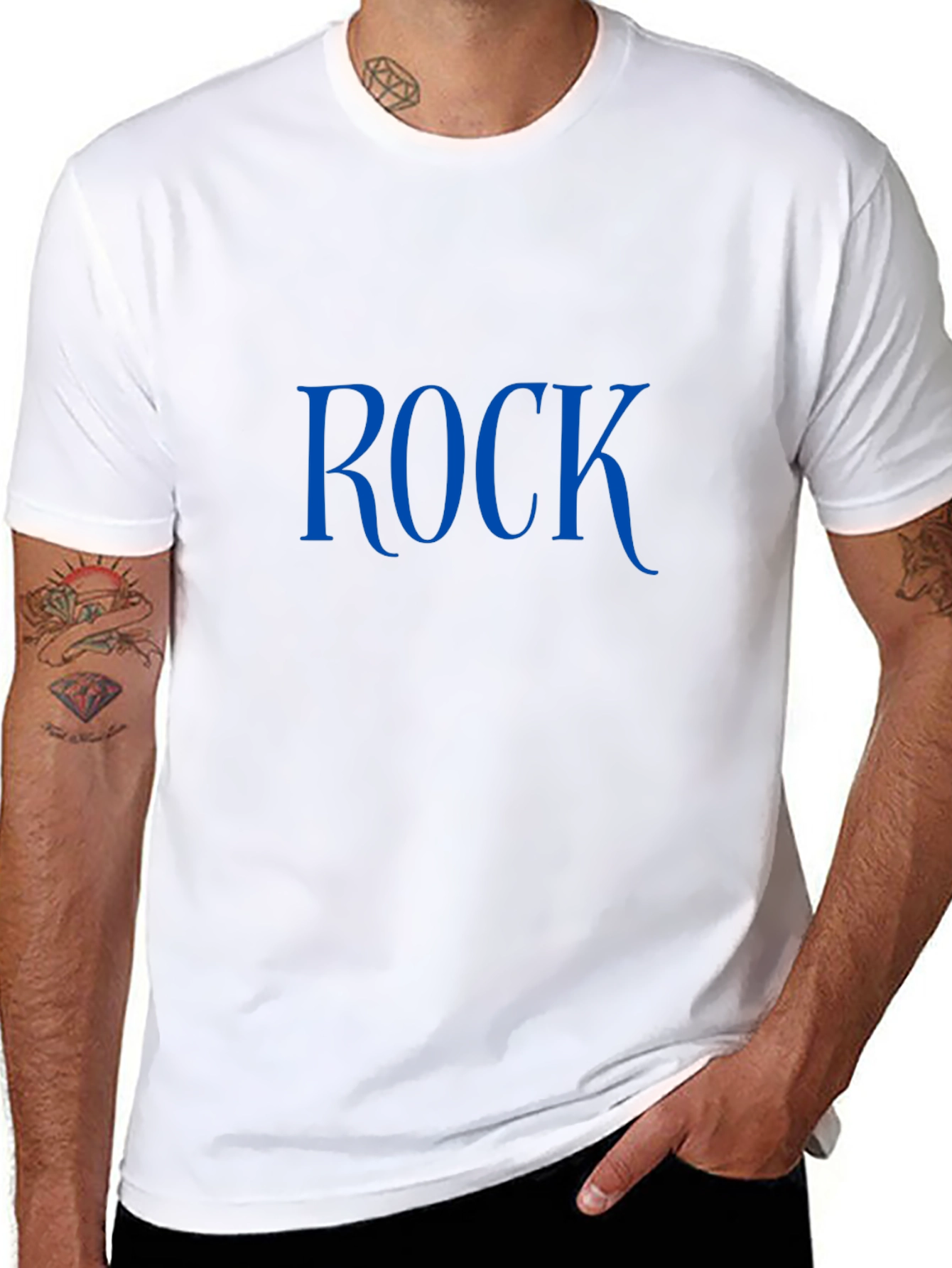 Rock T-Shirt - Classic Blue Print on Black
