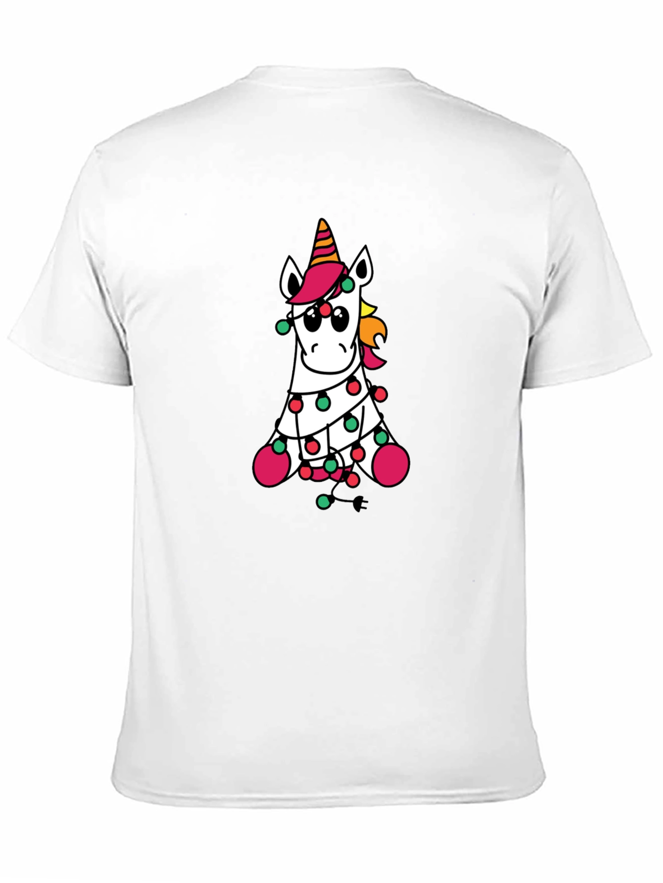 Unicorn Christmas Lights Black T-Shirt
