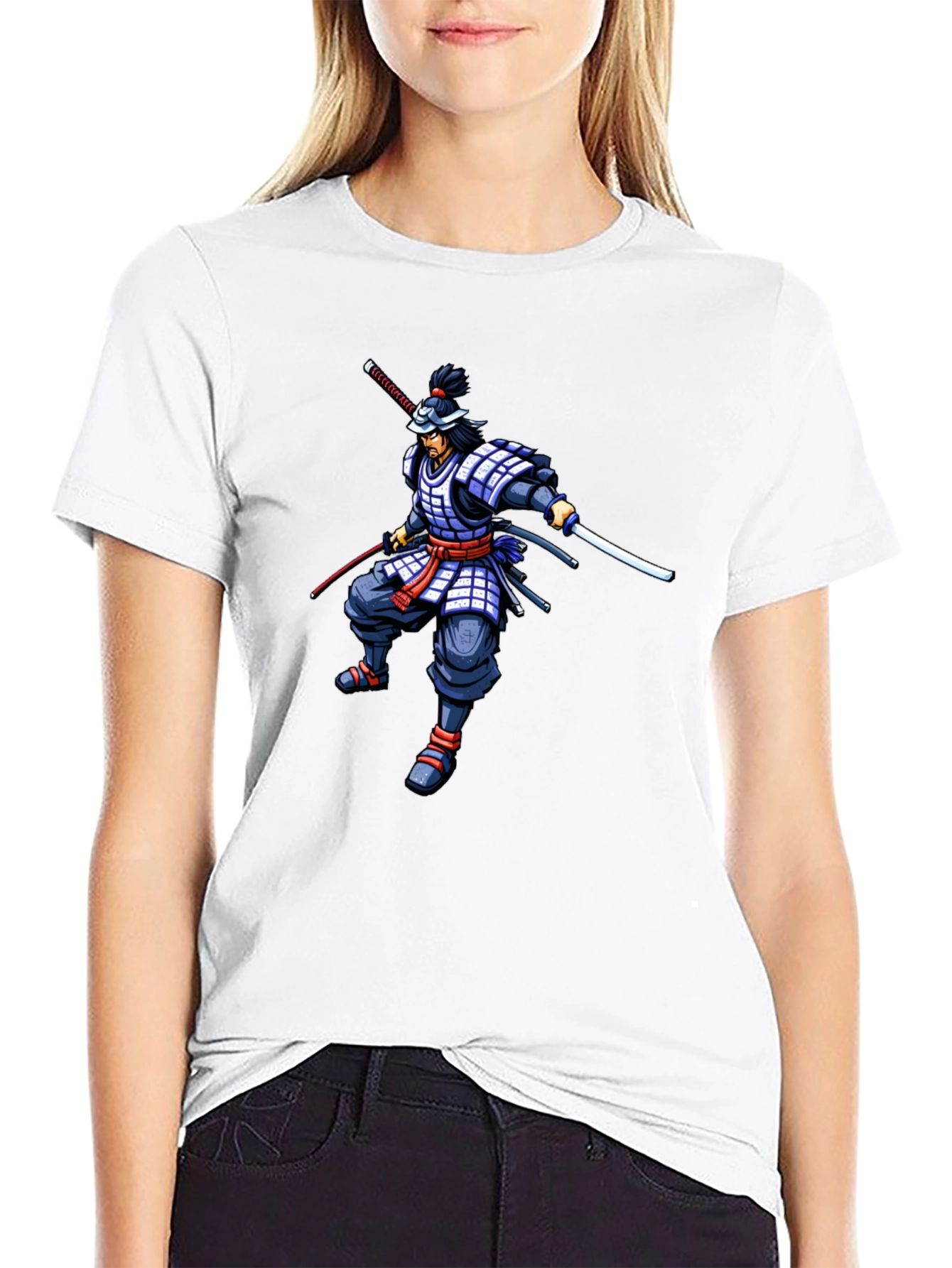 Samurai Warrior Graphic Print Black T-Shirt