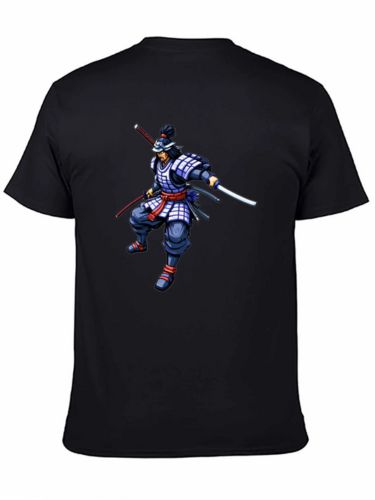 Samurai Warrior Graphic Print Black T-Shirt