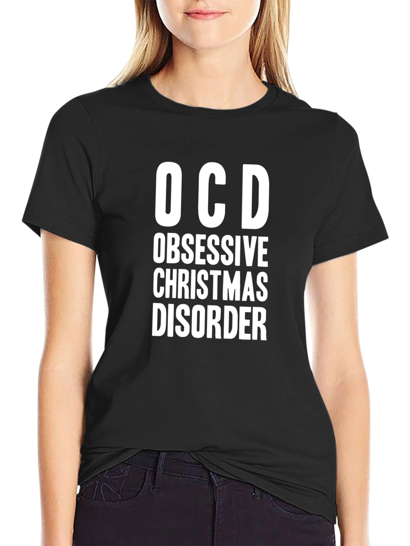 OCD Obsessive Christmas Disorder Black Graphic T-Shirt