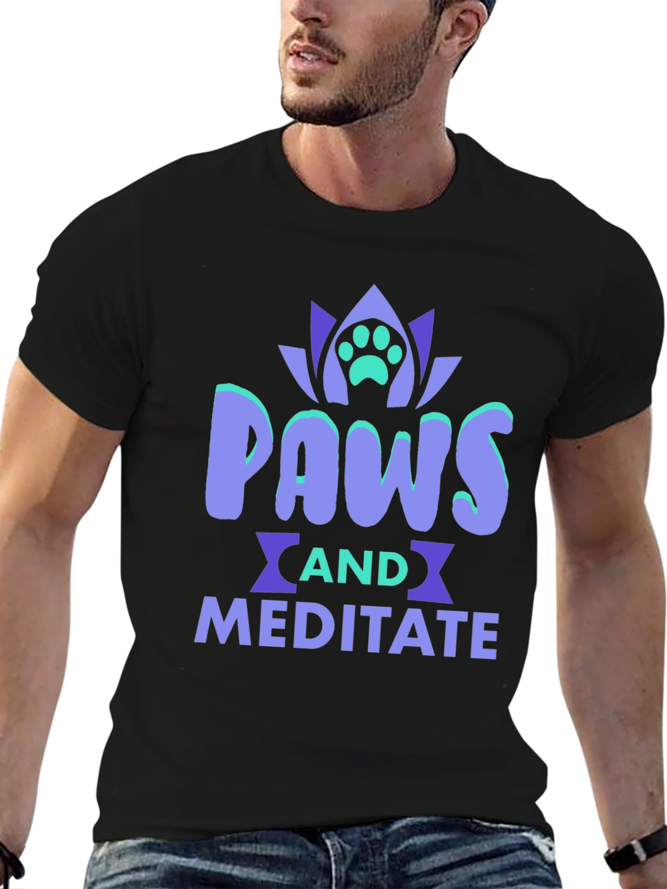 Paws and Meditate Black Graphic Tee