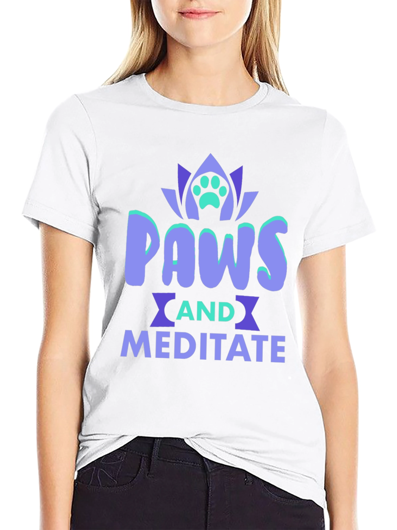Paws and Meditate Black Graphic Tee