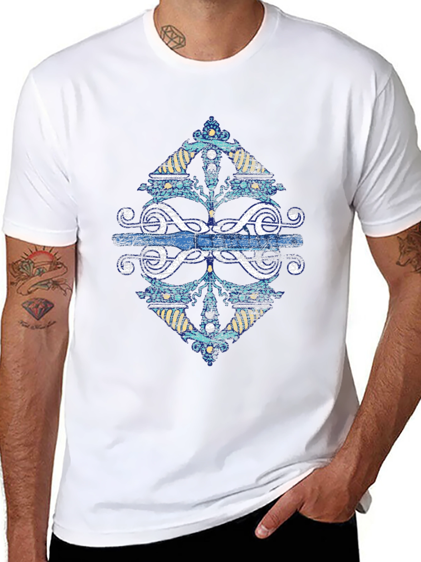 Graphic Treble Clef Diamond Tee - Black