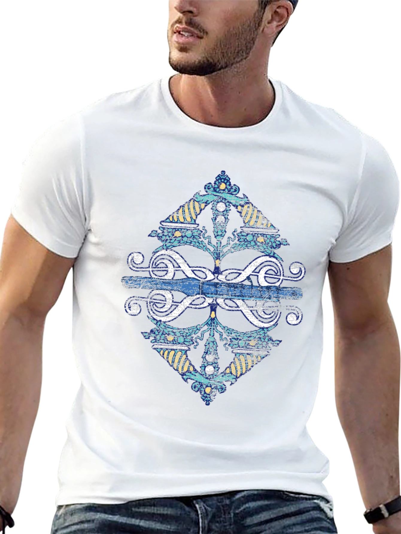 Graphic Treble Clef Diamond Tee - Black