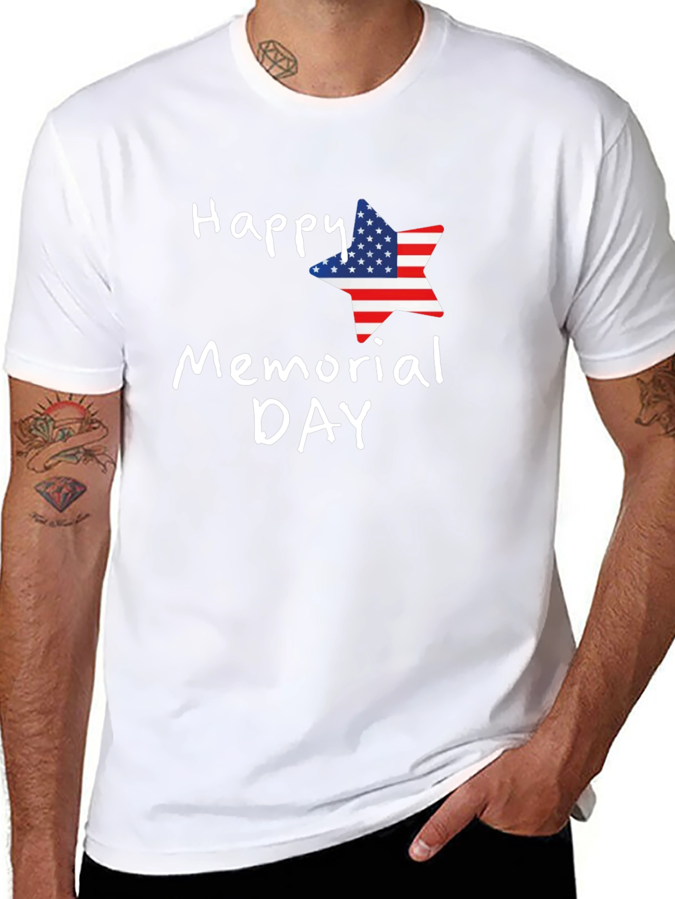 Happy Memorial Day USA Flag Star T-Shirt