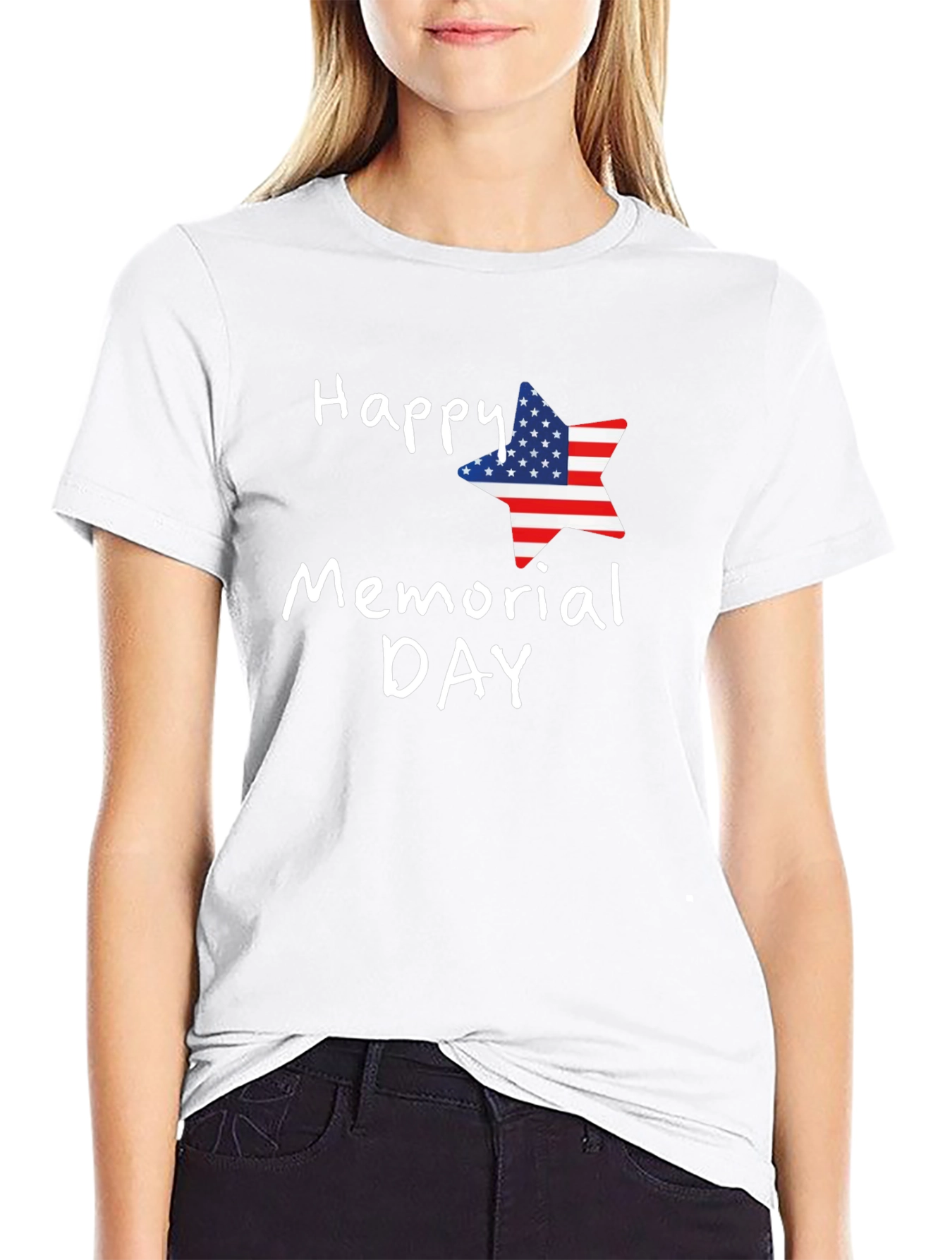 Happy Memorial Day USA Flag Star T-Shirt