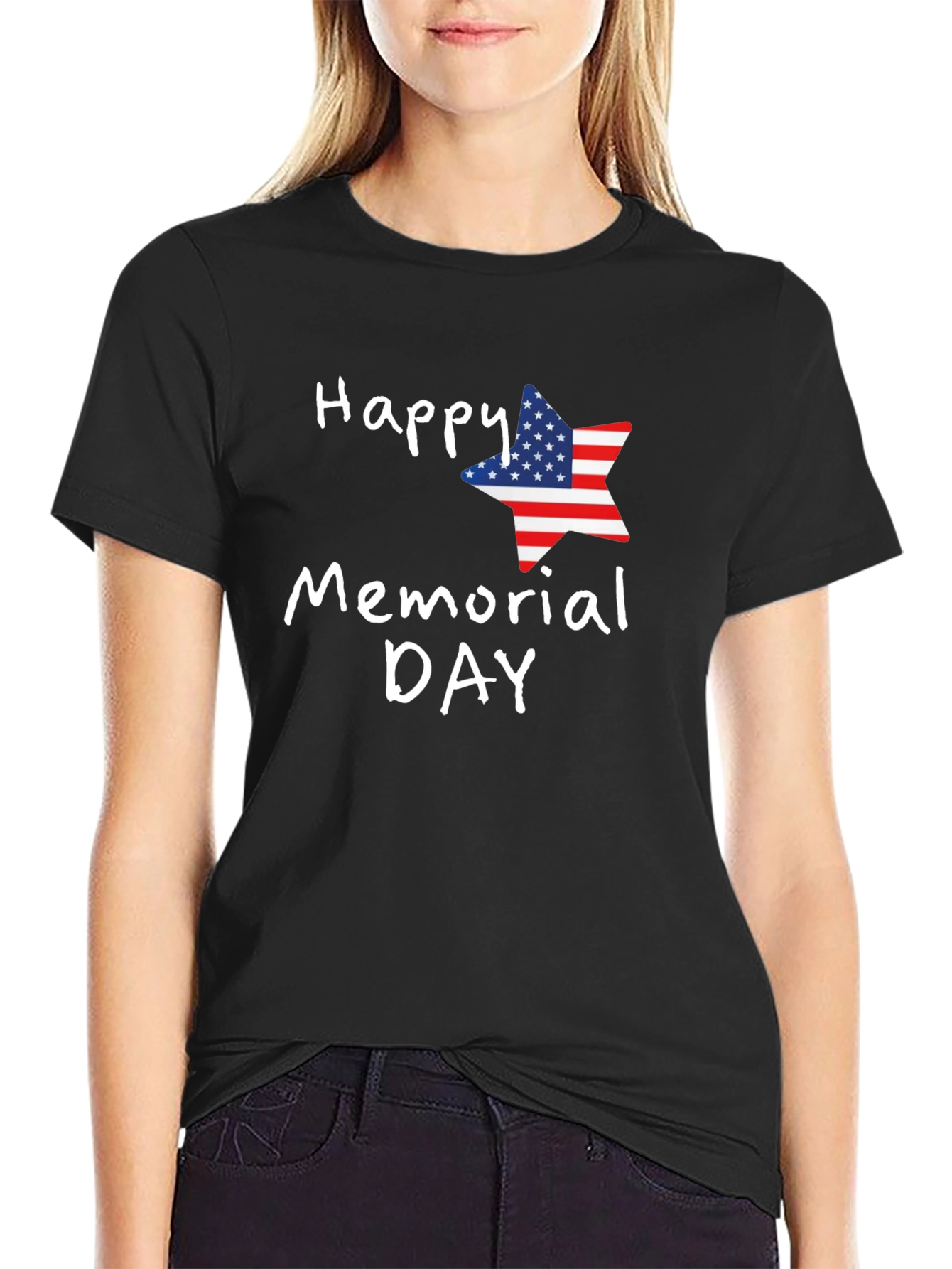 Happy Memorial Day USA Flag Star T-Shirt