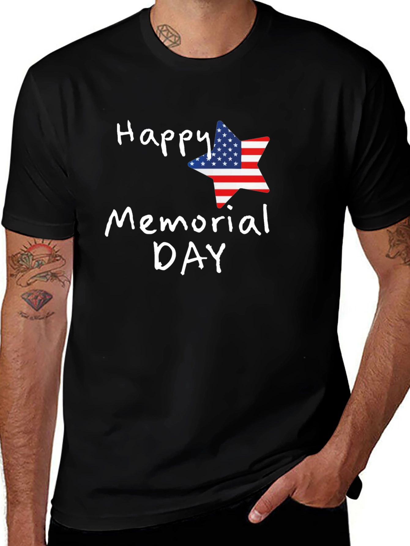 Happy Memorial Day USA Flag Star T-Shirt