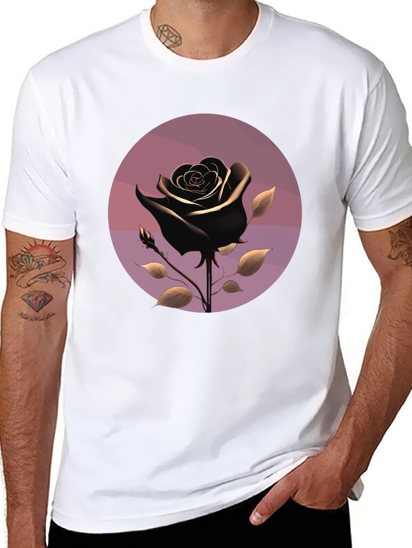 Black Rose Graphic T-Shirt - Stylish Mens Tee