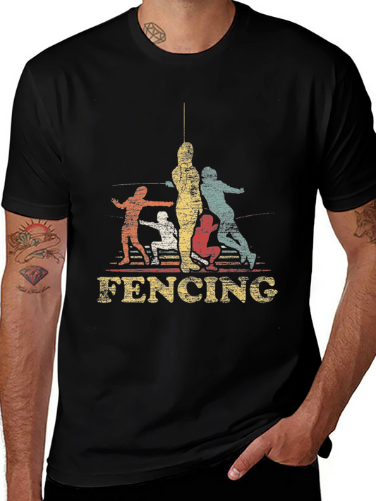 Retro Fencing Graphic T-Shirt - Vintage Style