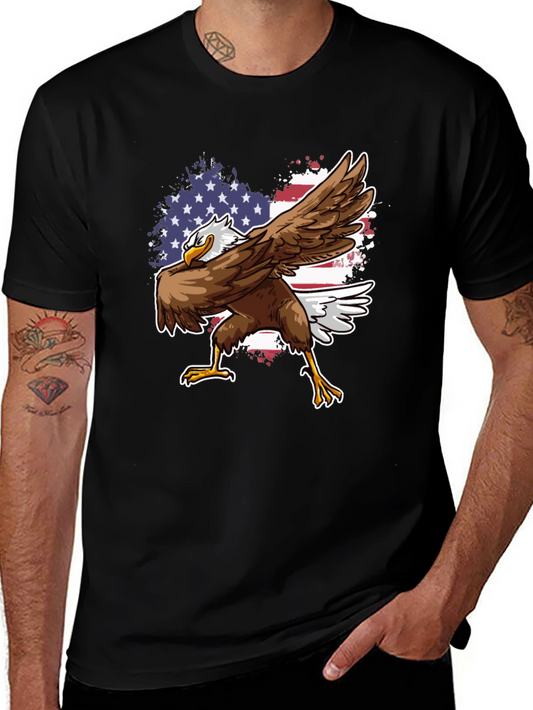 Patriotic Eagle Dab T-Shirt - USA Flag Design
