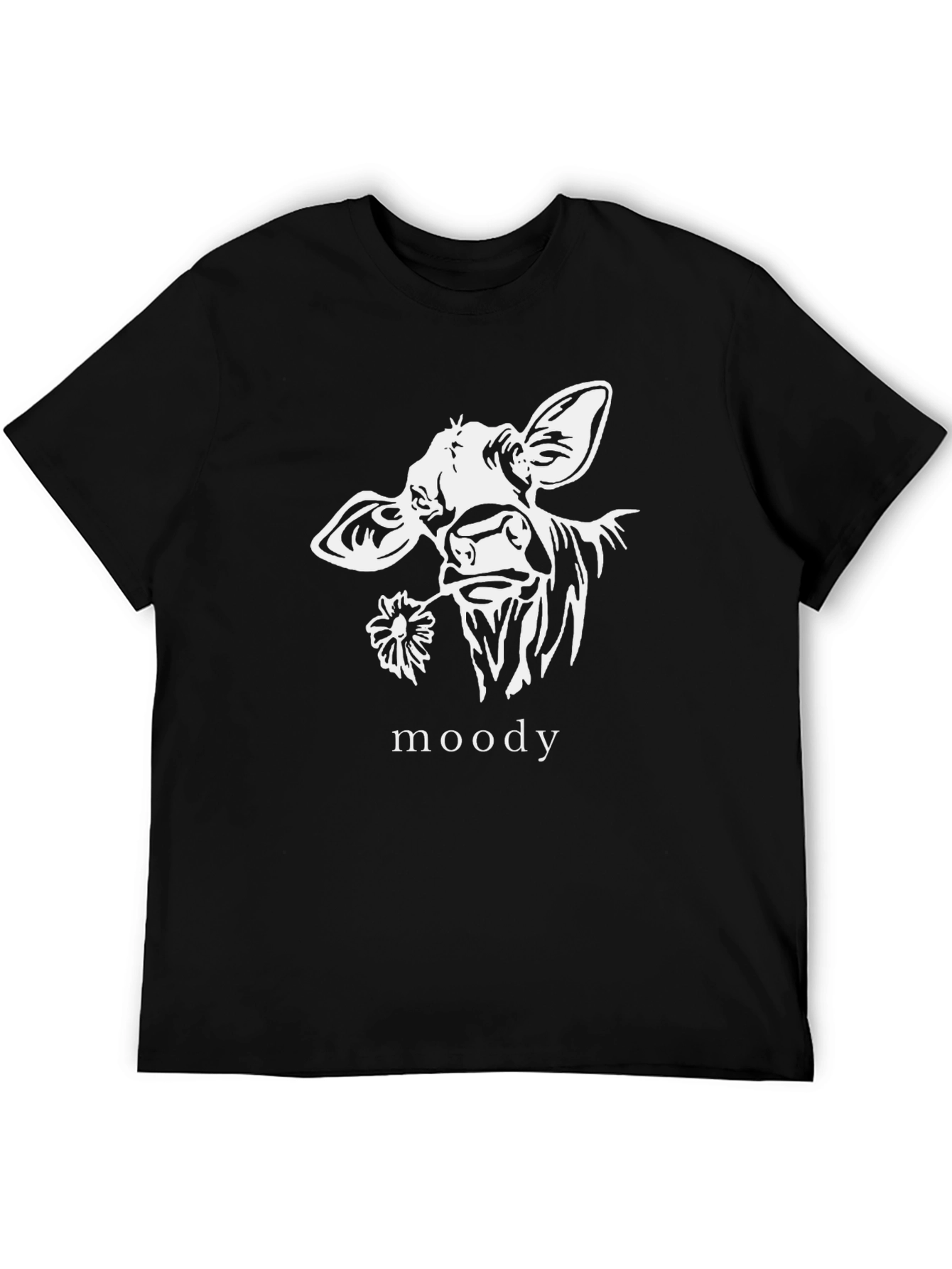 Moody Cow Graphic T-Shirt - Black