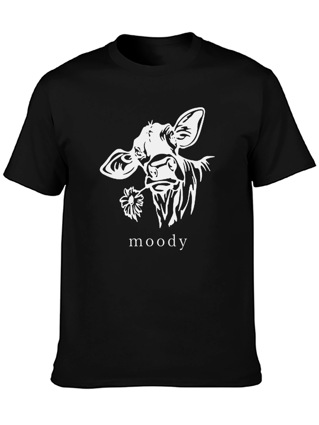 Moody Cow Graphic T-Shirt - Black