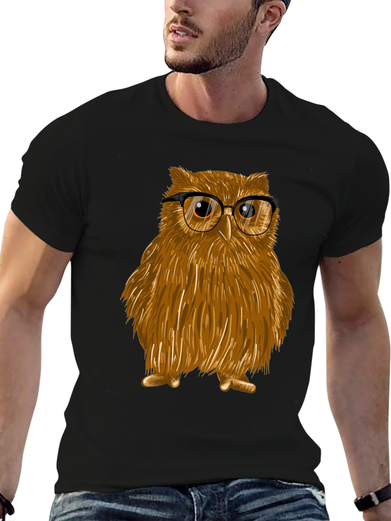 Owl with Glasses Graphic Tee - Unisex Cotton T-Shirt