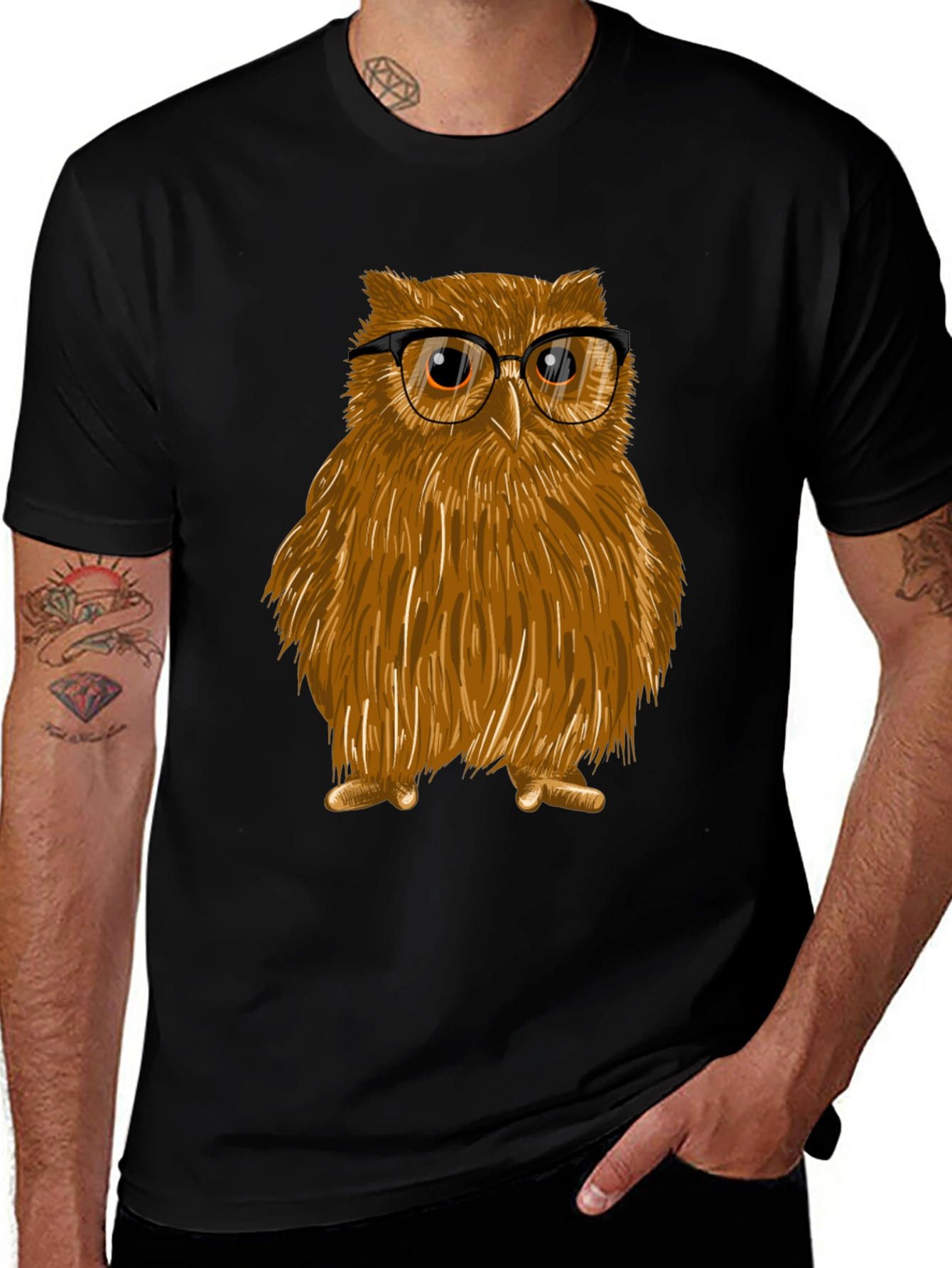 Owl with Glasses Graphic Tee - Unisex Cotton T-Shirt