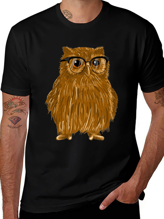 Owl with Glasses Graphic Tee - Unisex Cotton T-Shirt