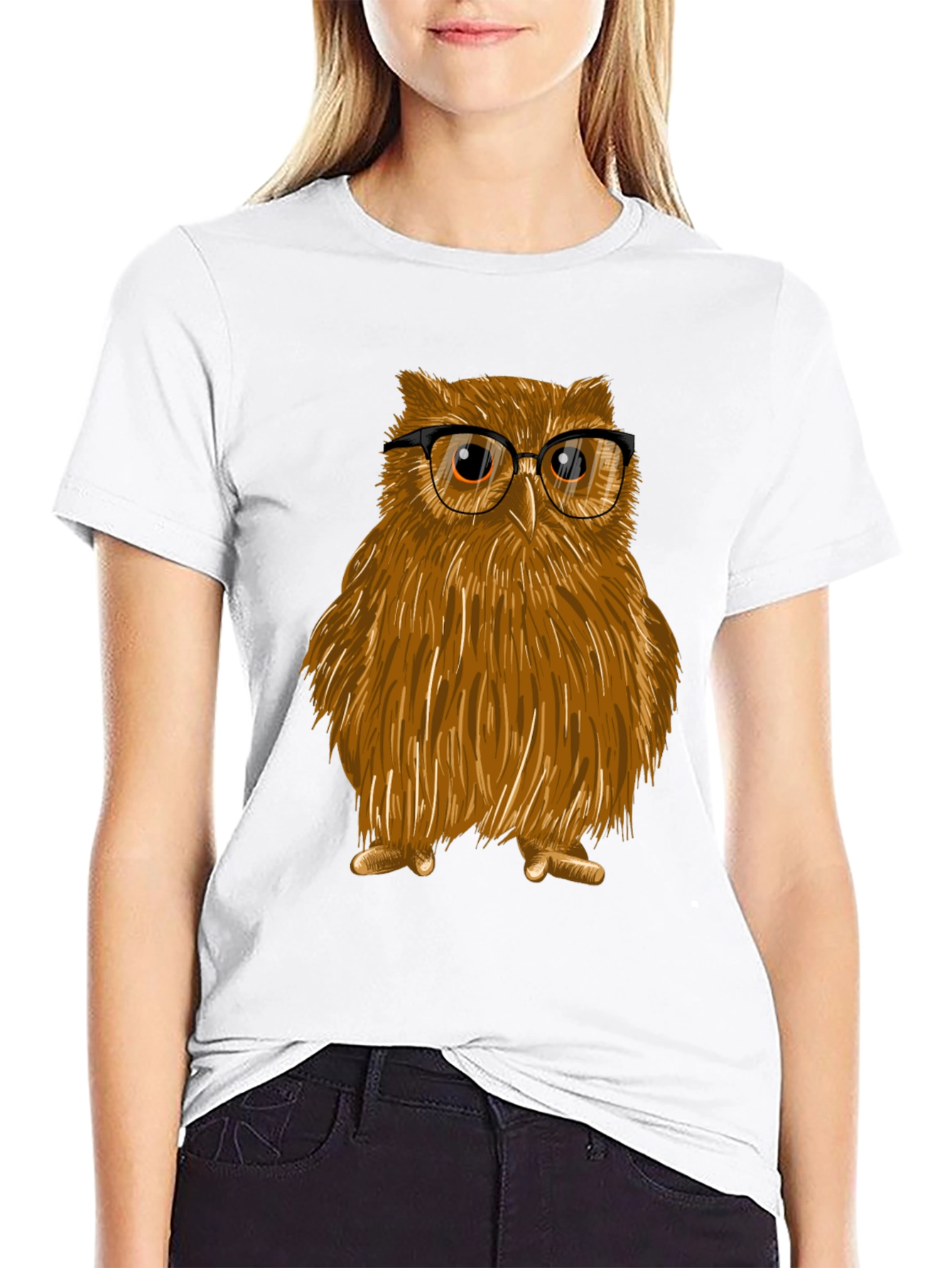 Owl with Glasses Graphic Tee - Unisex Cotton T-Shirt