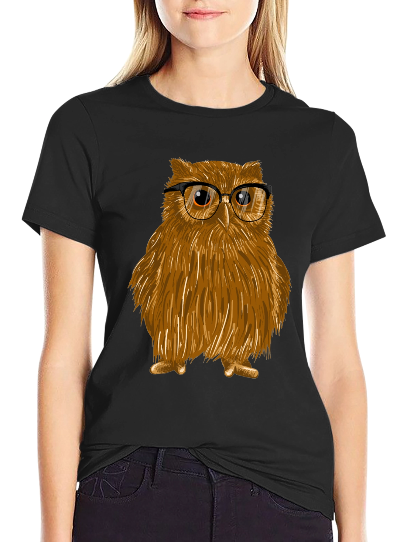 Owl with Glasses Graphic Tee - Unisex Cotton T-Shirt