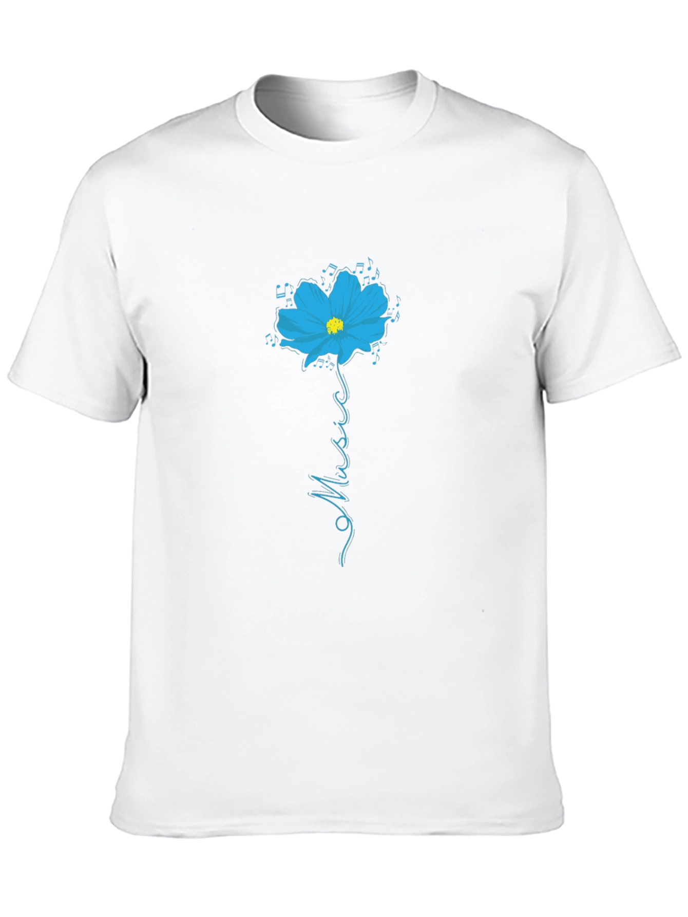 Black T-Shirt with Floral Music Graphic